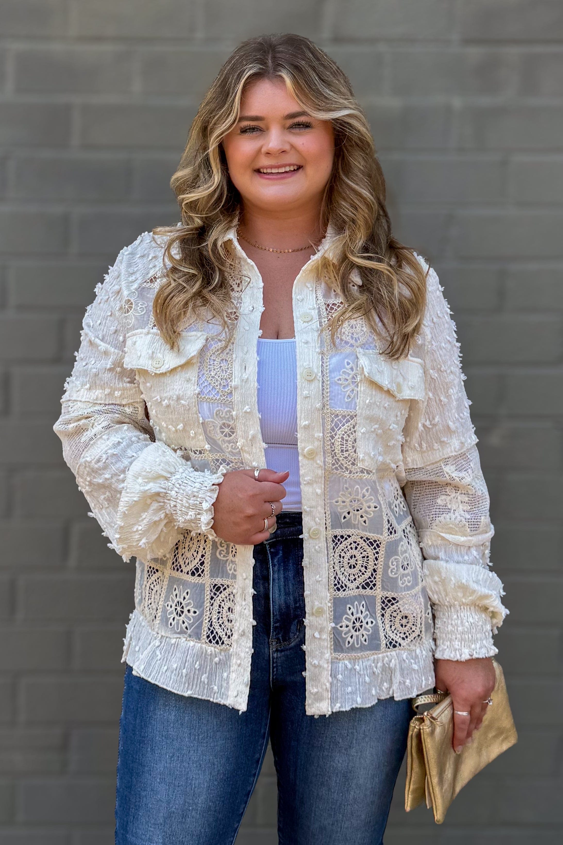 Beige Lace & Crochet Jacket