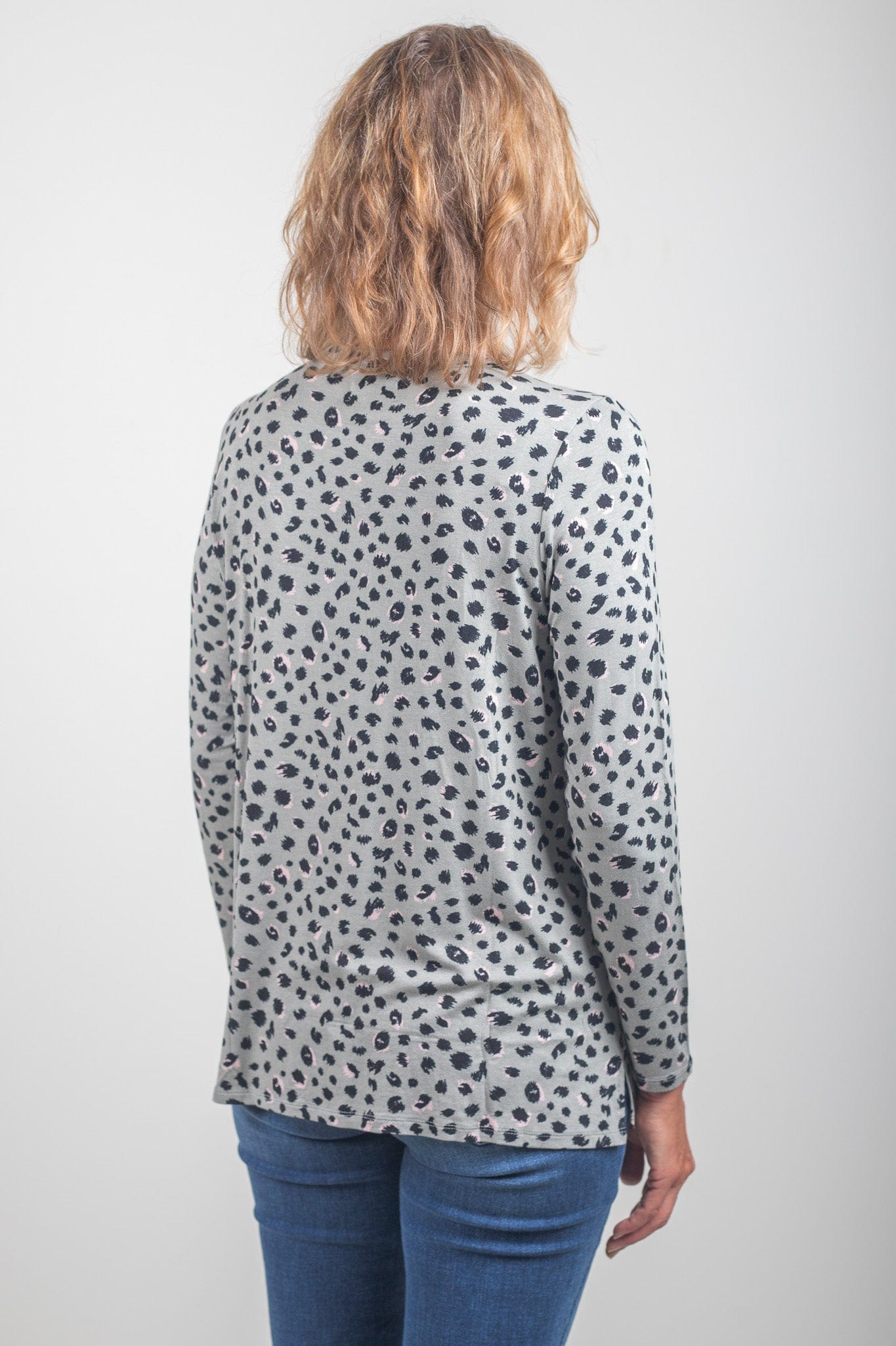 Sage Leopard Holland Top