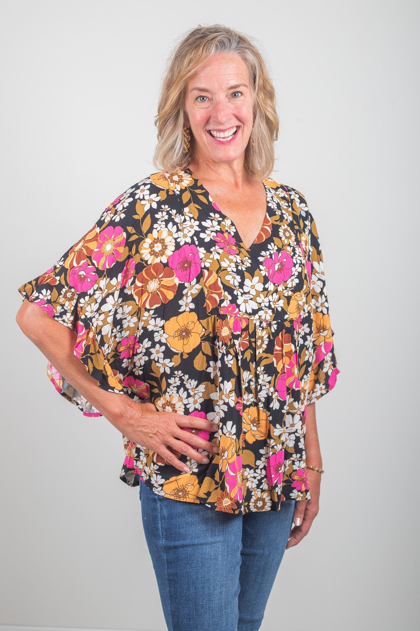 Black Multi Floral Blouse