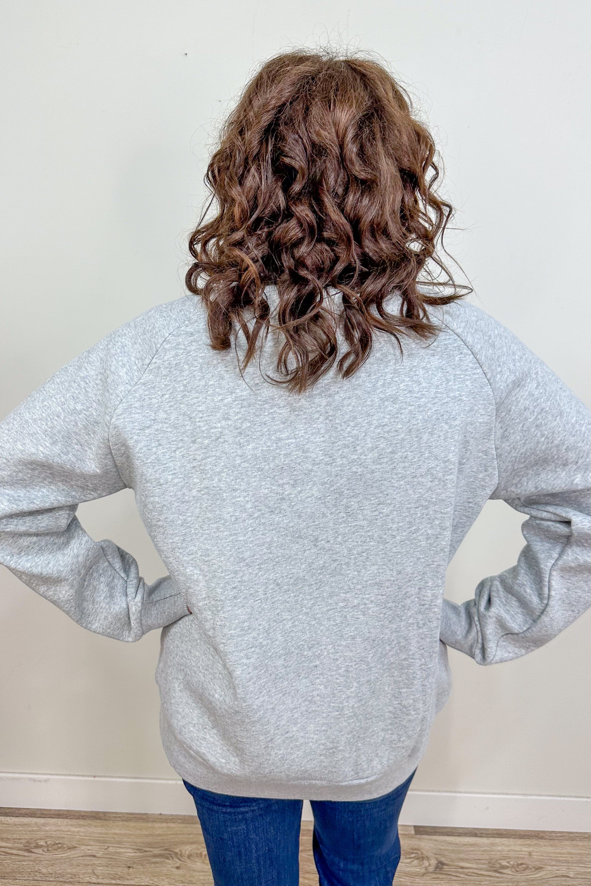 Gray Merry Chenille Letter Sweatshirt back