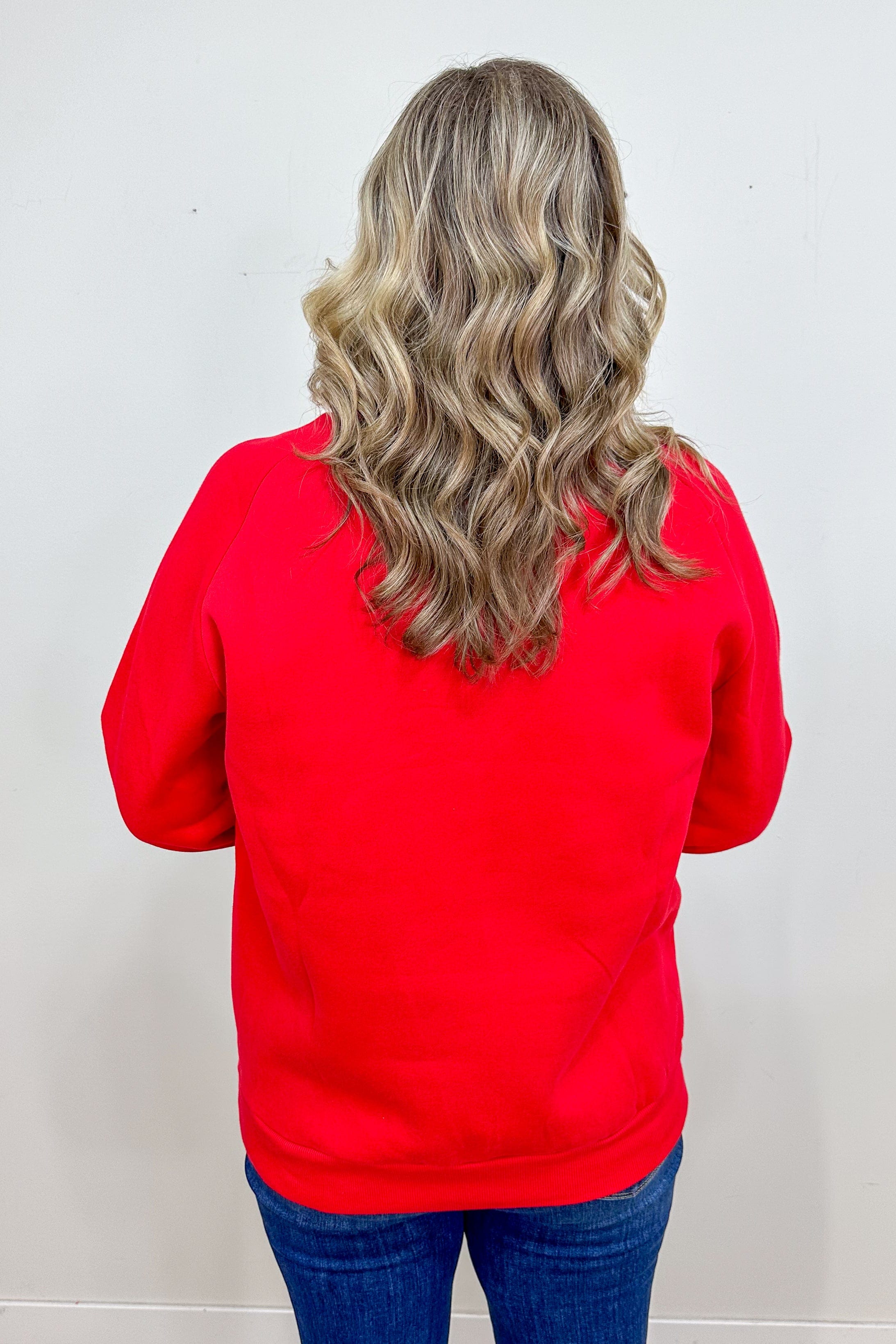 Red Merry Chenille Letter Sweatshirt back