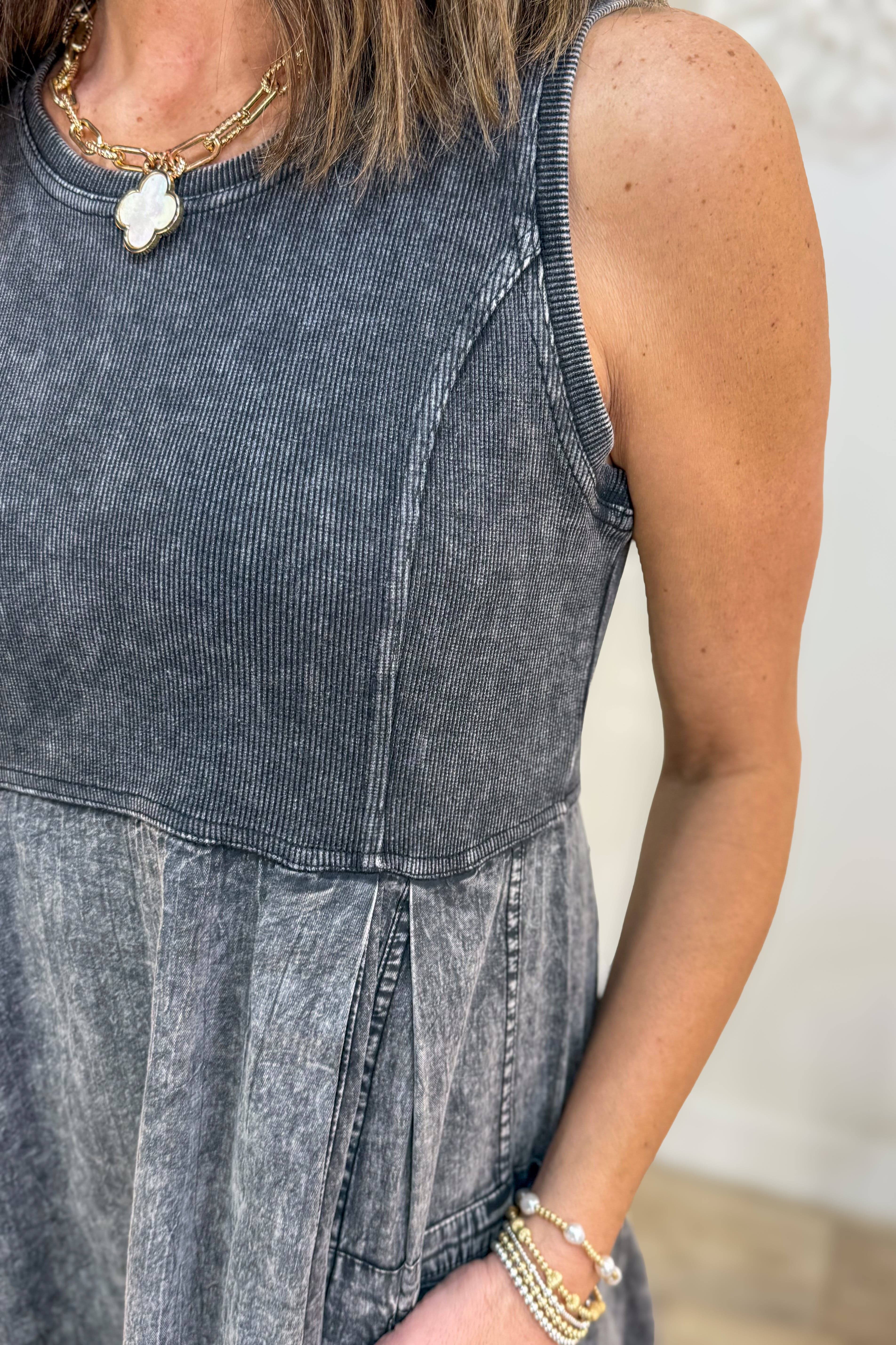 Black Cargo Maxi Dress Detailed