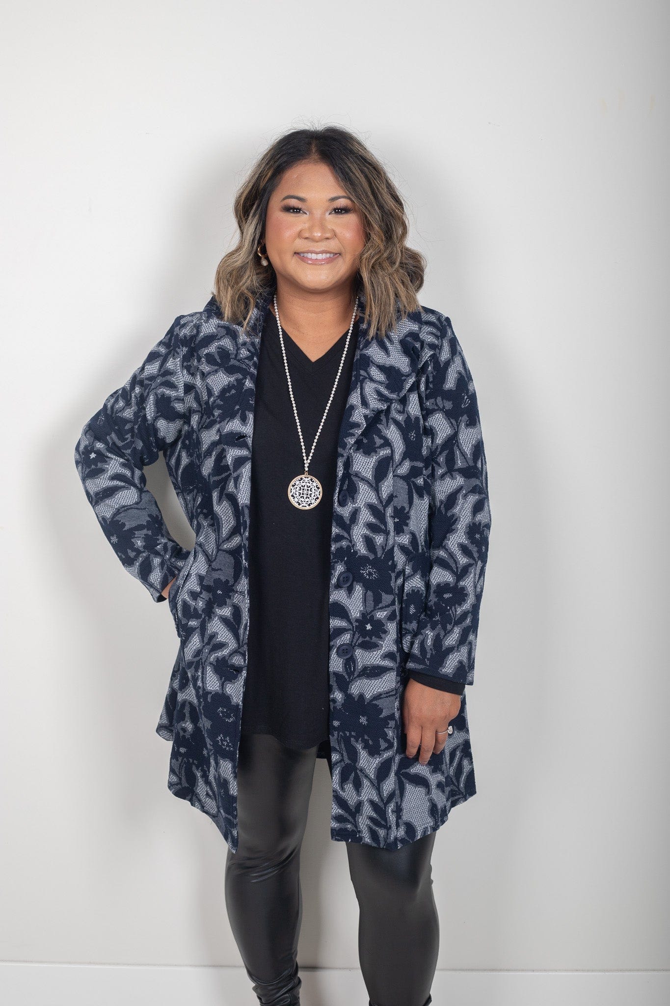 Navy Textured Jacket