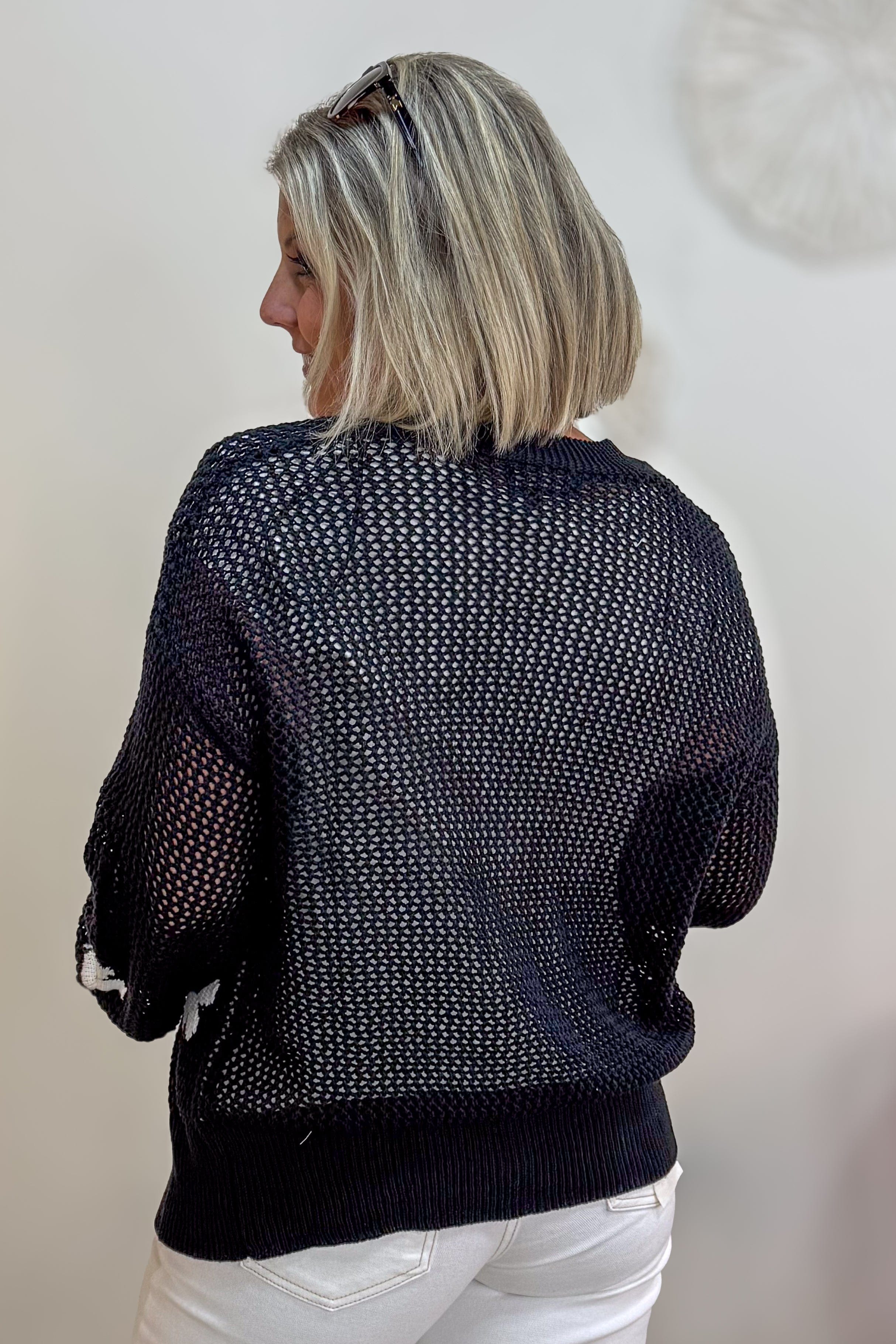 Black Daisy Cardigan Back