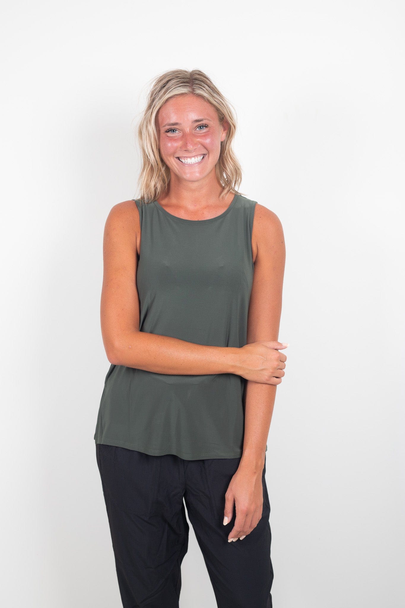 Olive Round Neck Tank Top