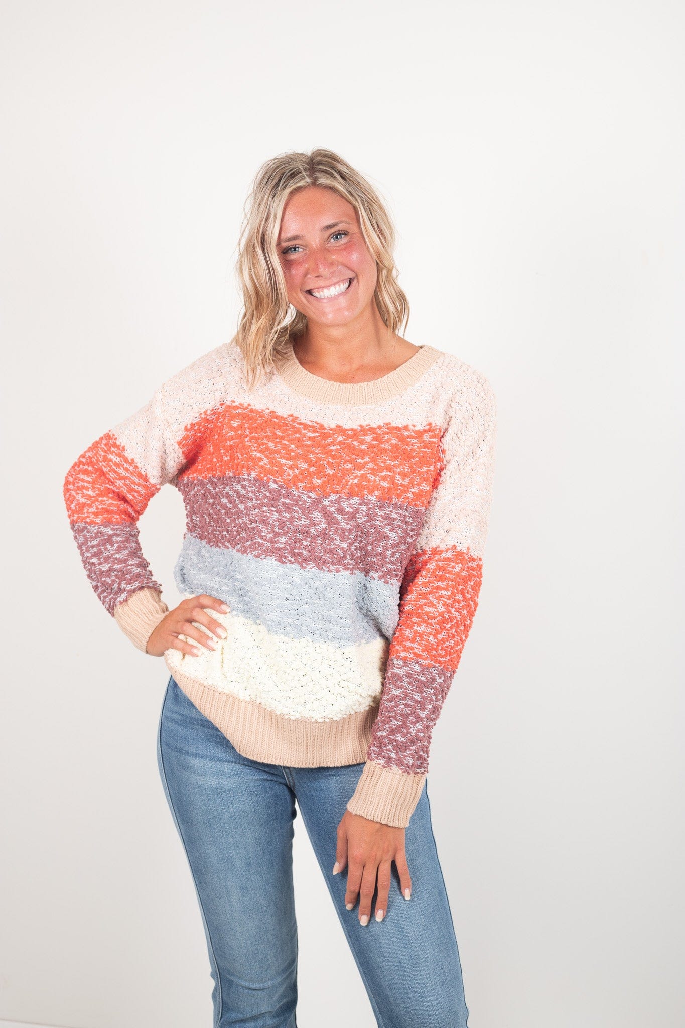 Multi Colorblock Popcorn Sweater