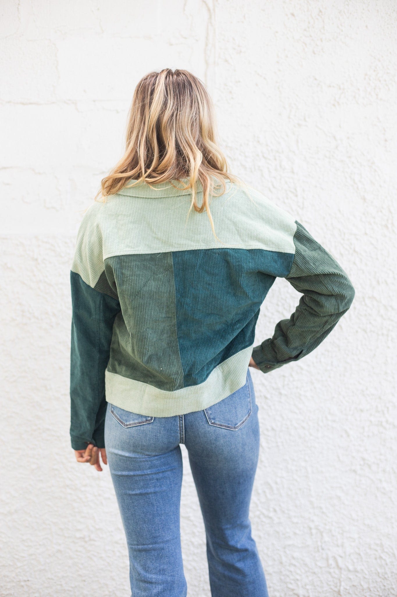 Sage Multi Colorblock Corduroy Jacket