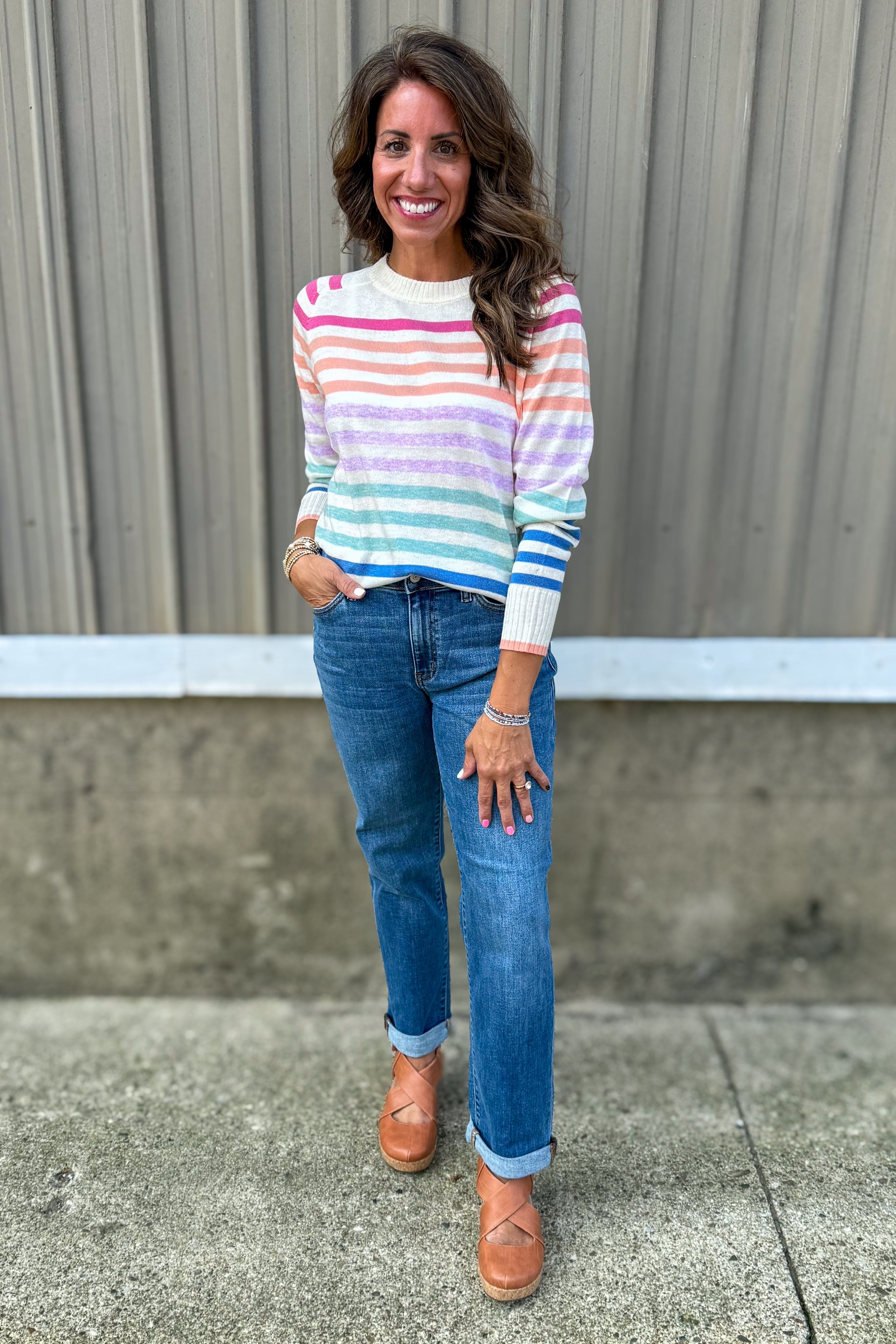 Medium Wash Boyfriend Classic Cuff styled