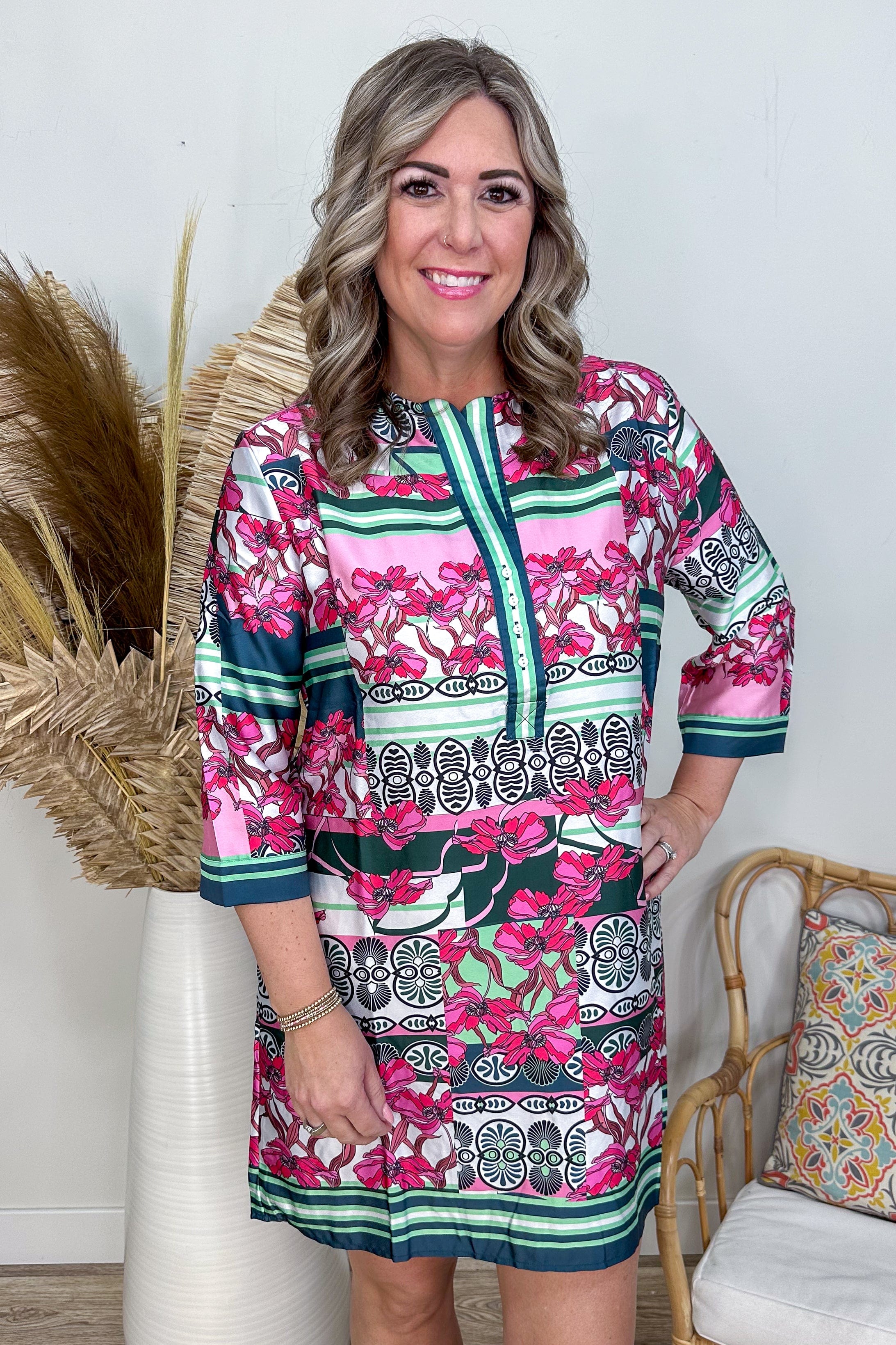 Fuchsia Multi Print Dress