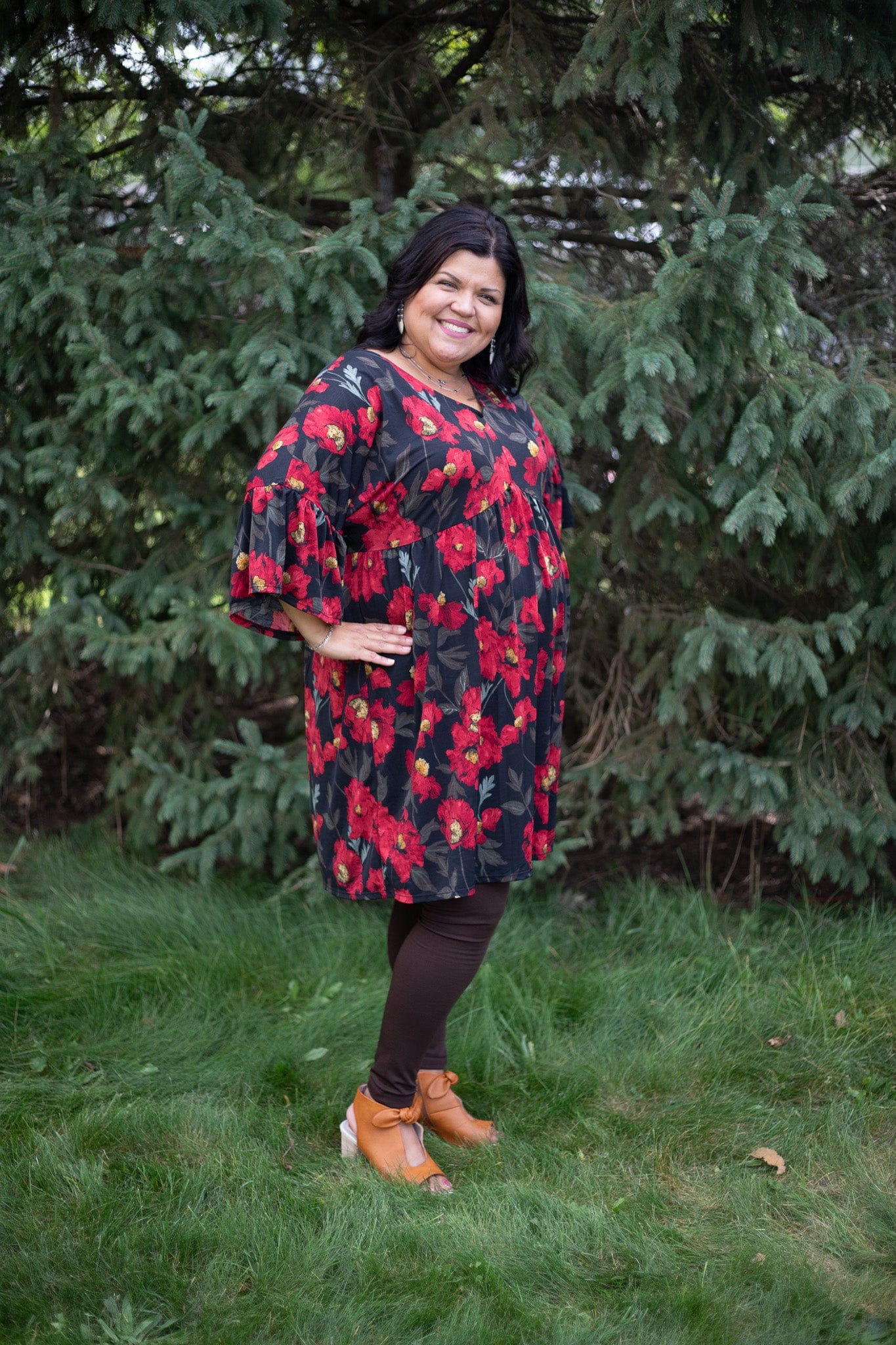 Red & Black Floral Dress