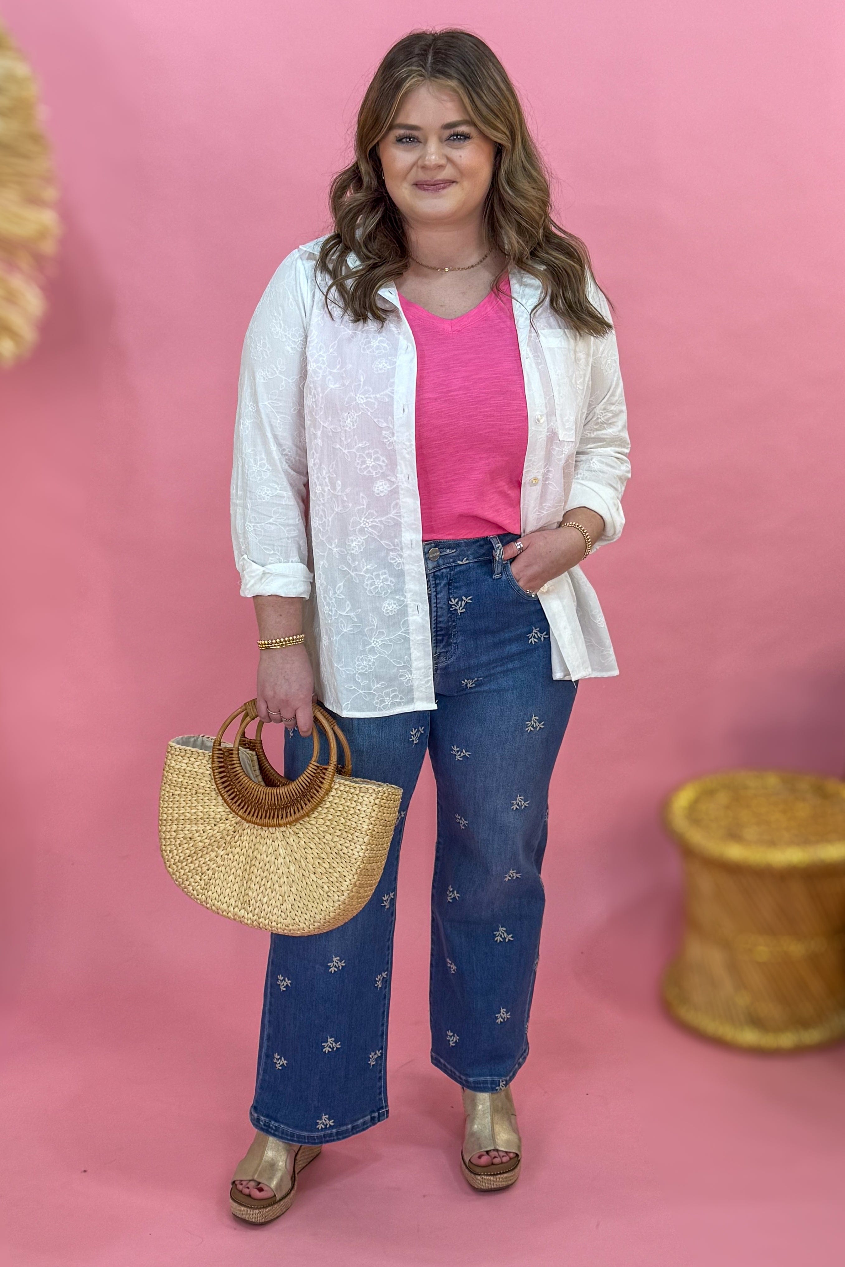 Off White Softstitch Button Up Top Styled