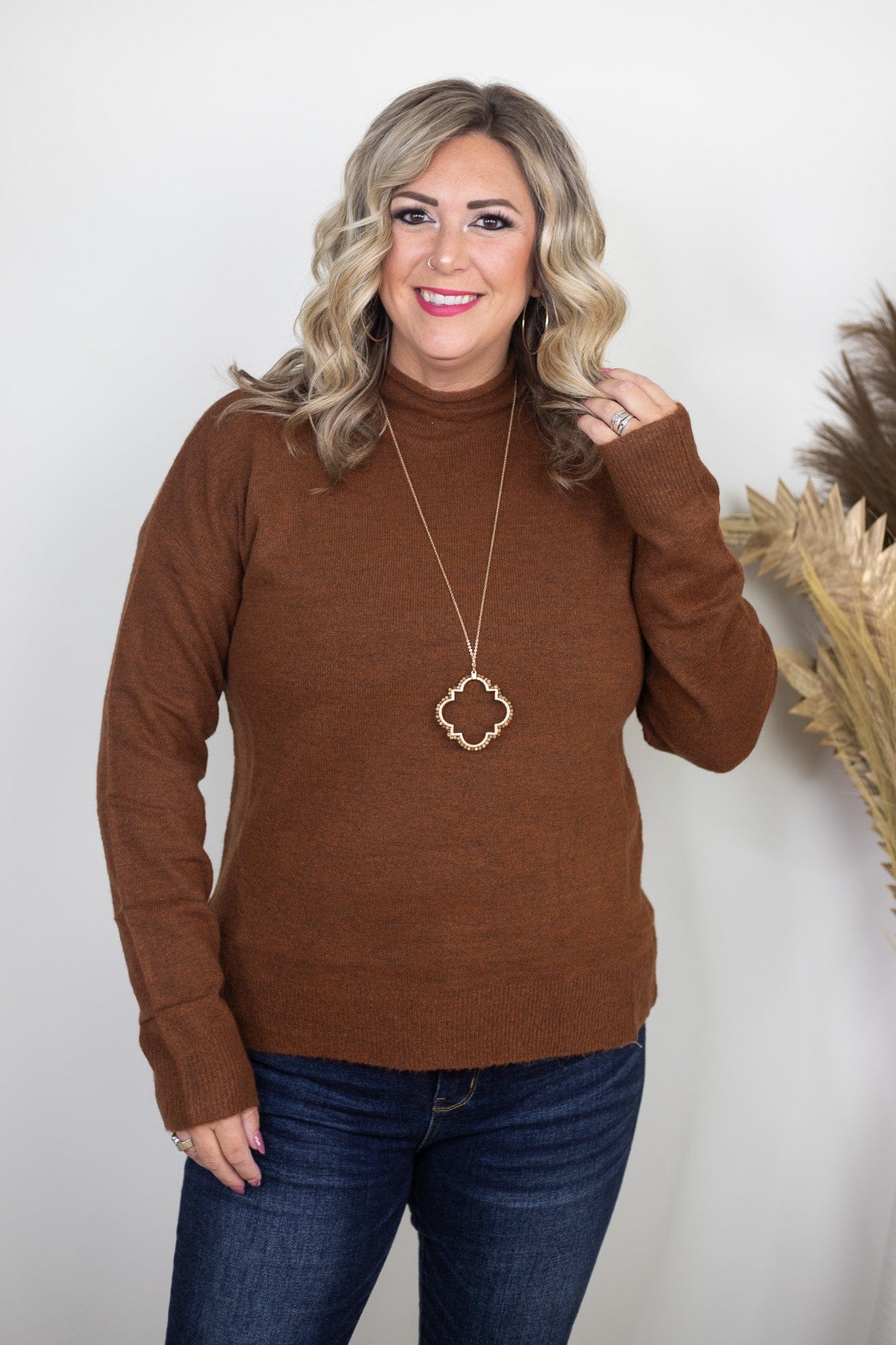 Rust Mock Neck Sweater