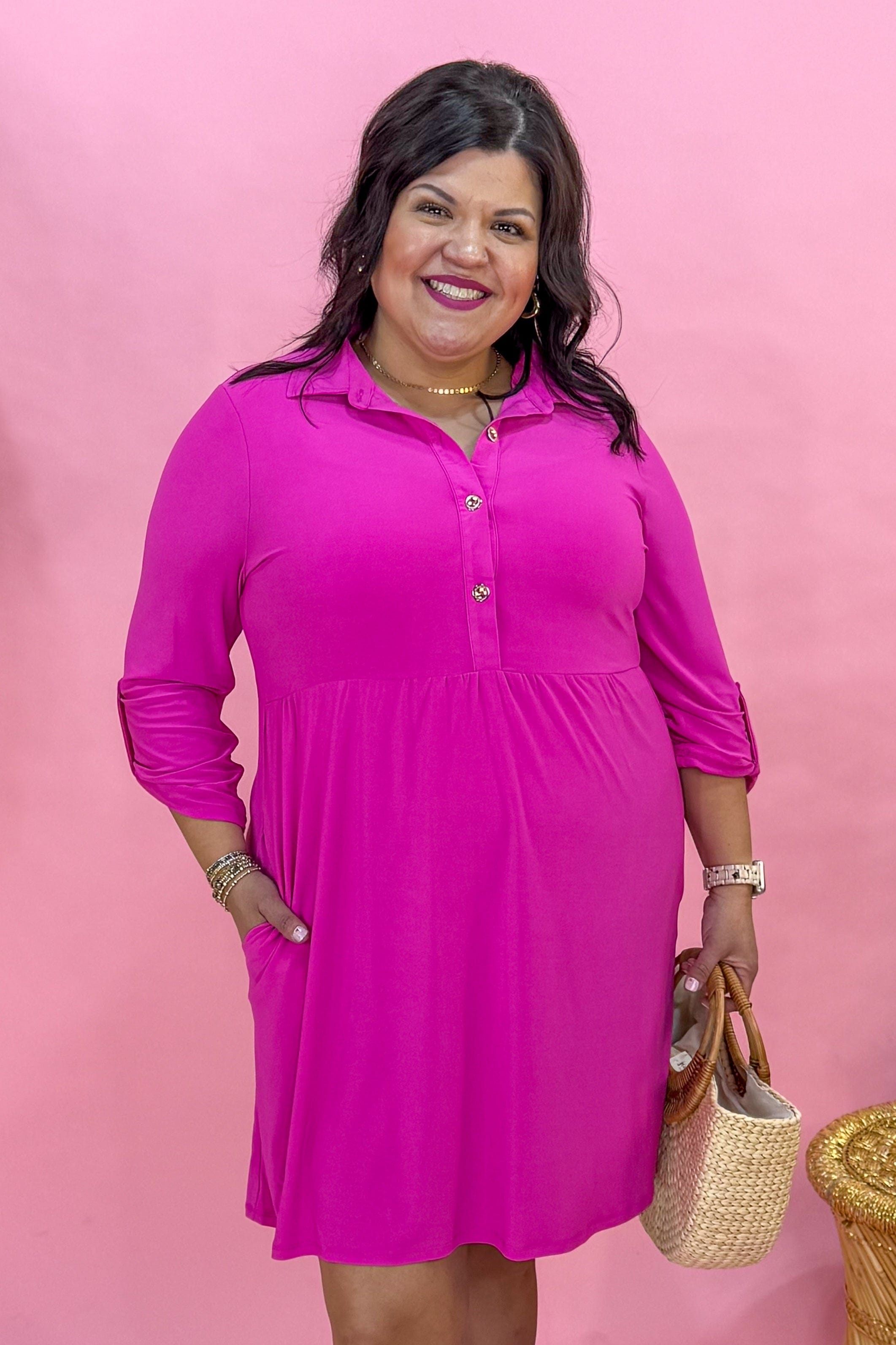 Runway Pink 3/4 Sleeve Inspire Dress