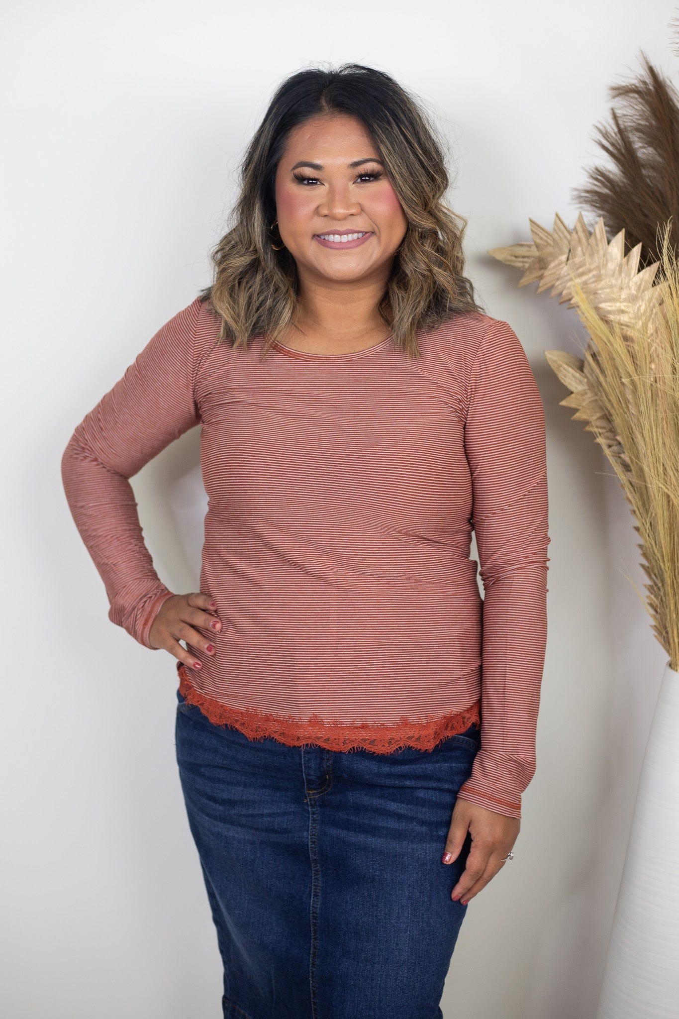 Rust Hacci Stripe Longsleeve Top