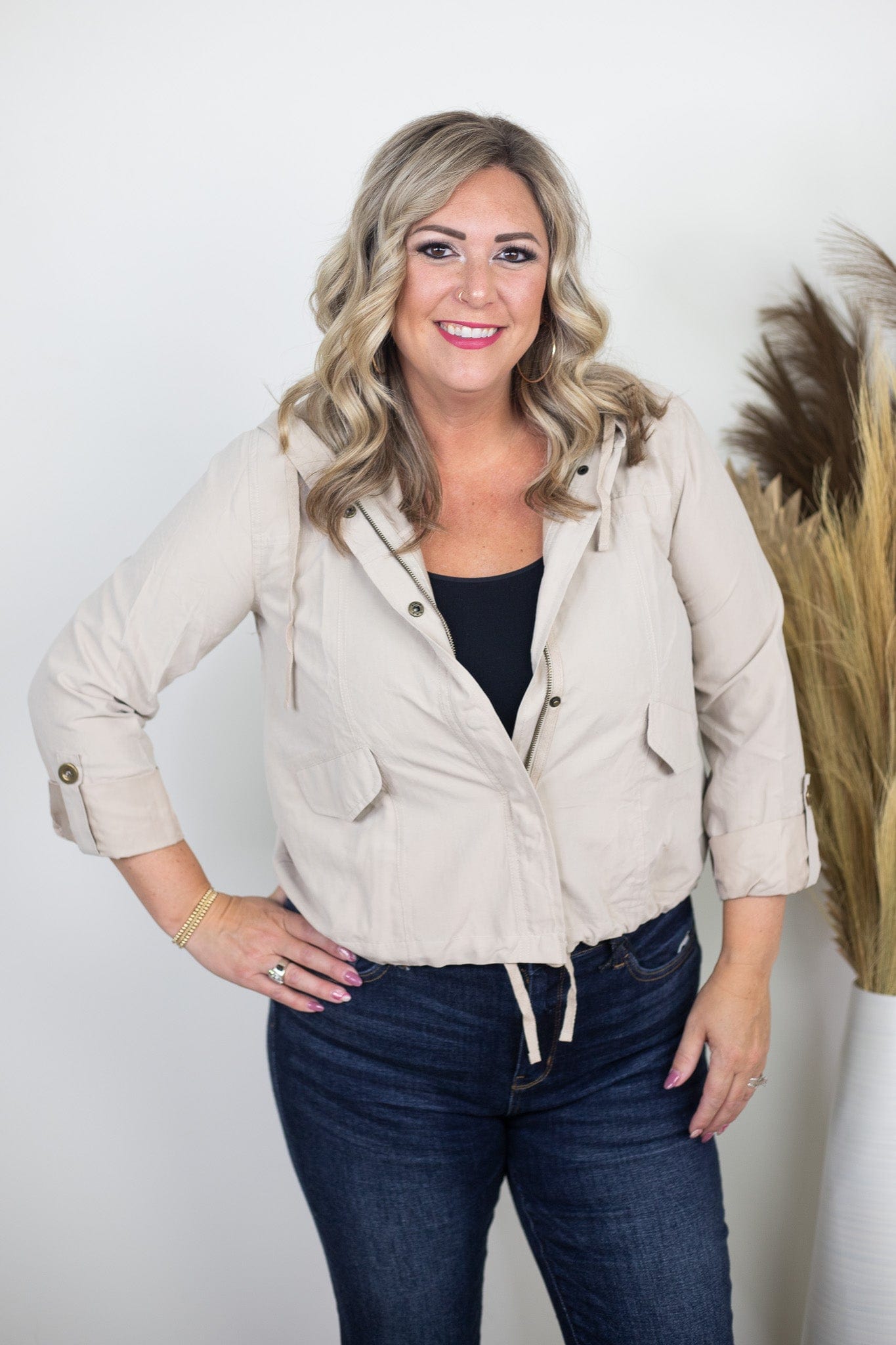 Khaki Zip Up Hoodie