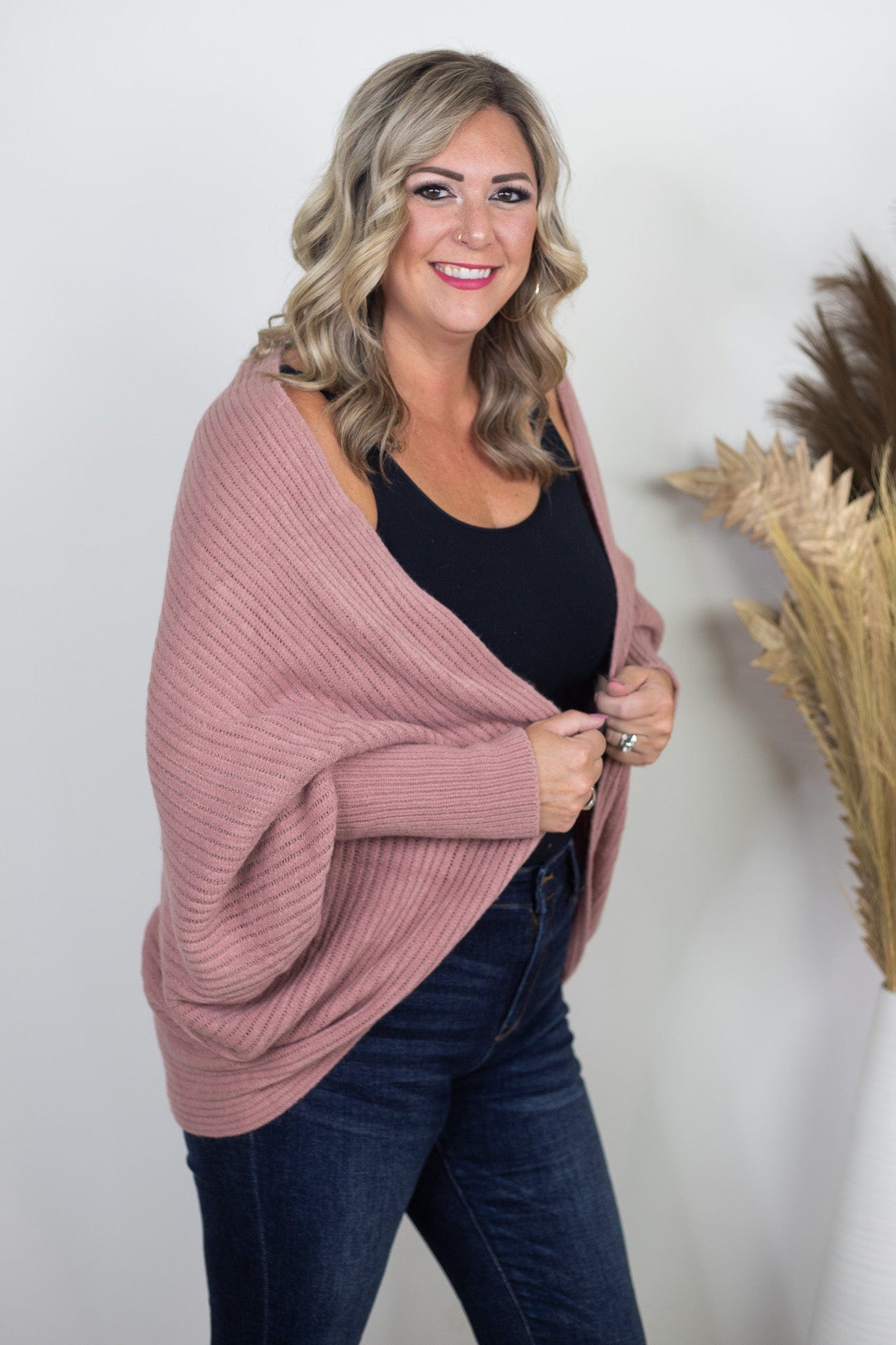 Dusty Pink Soft Knit Shrug Cardigan