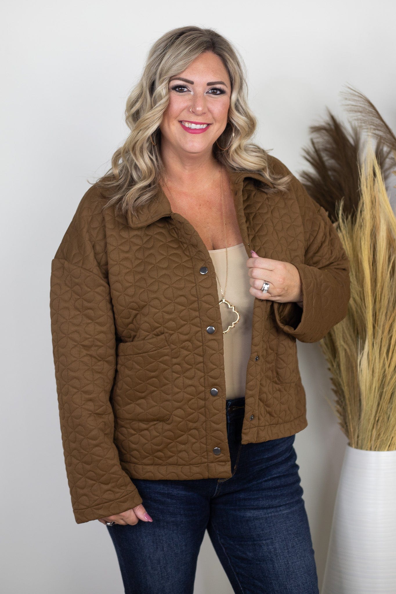 Chocolate Textured Metal Button Up Jacket