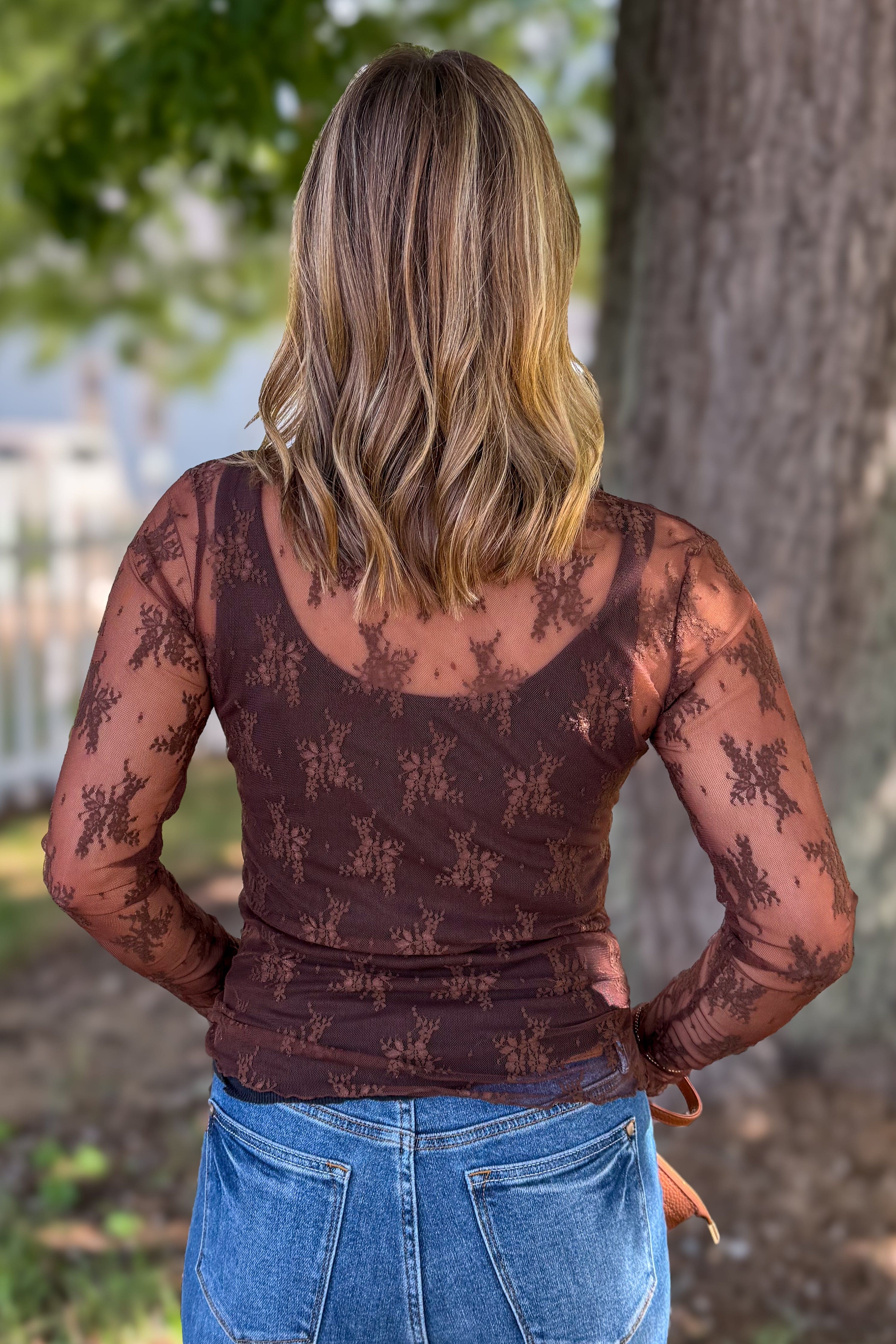 Brown Lace Layering Top back