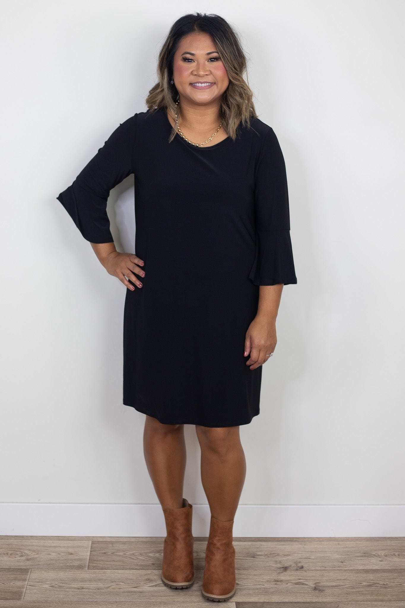 Black Bell Sleeve Dress