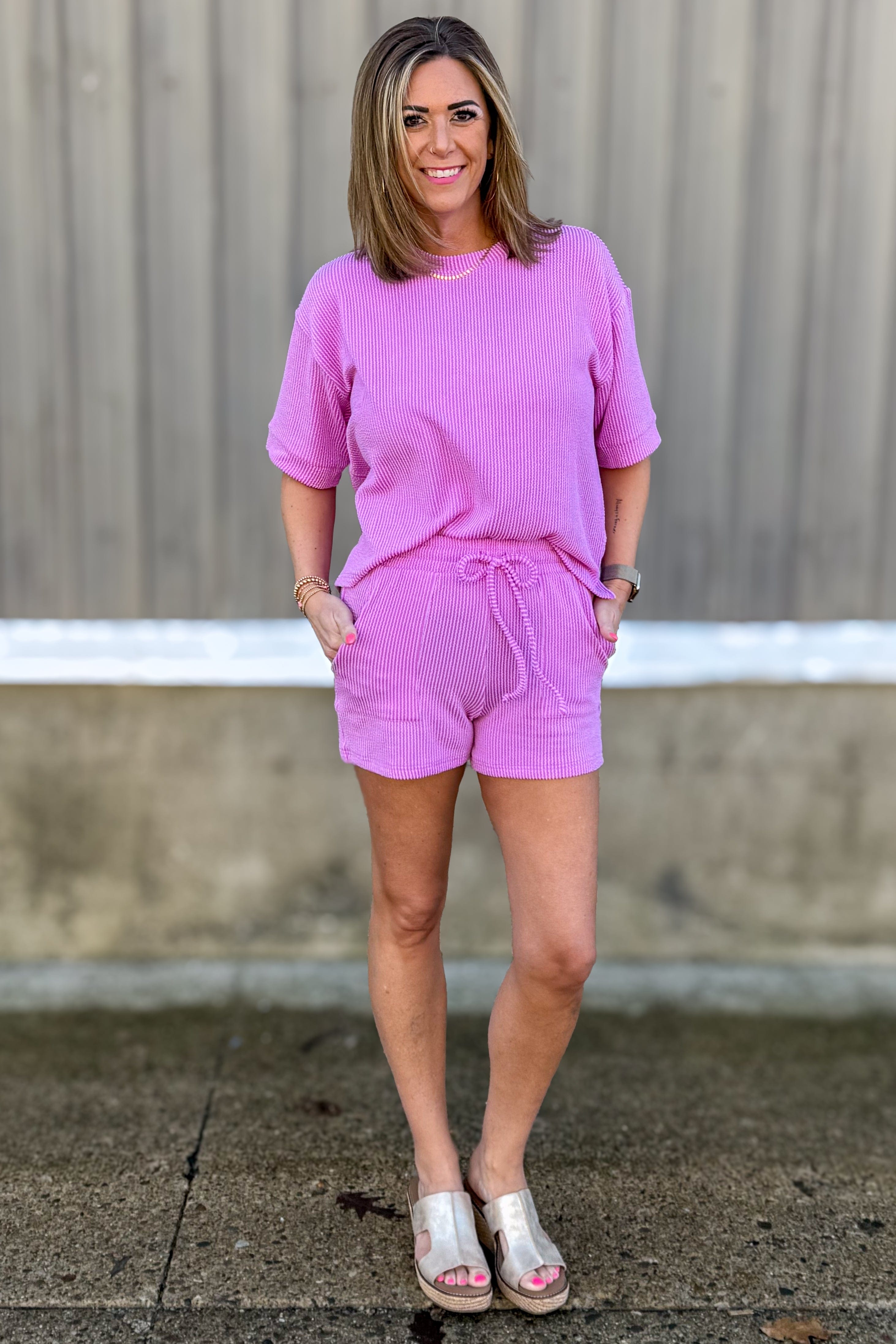 Spring Violet Corded Shorts Set