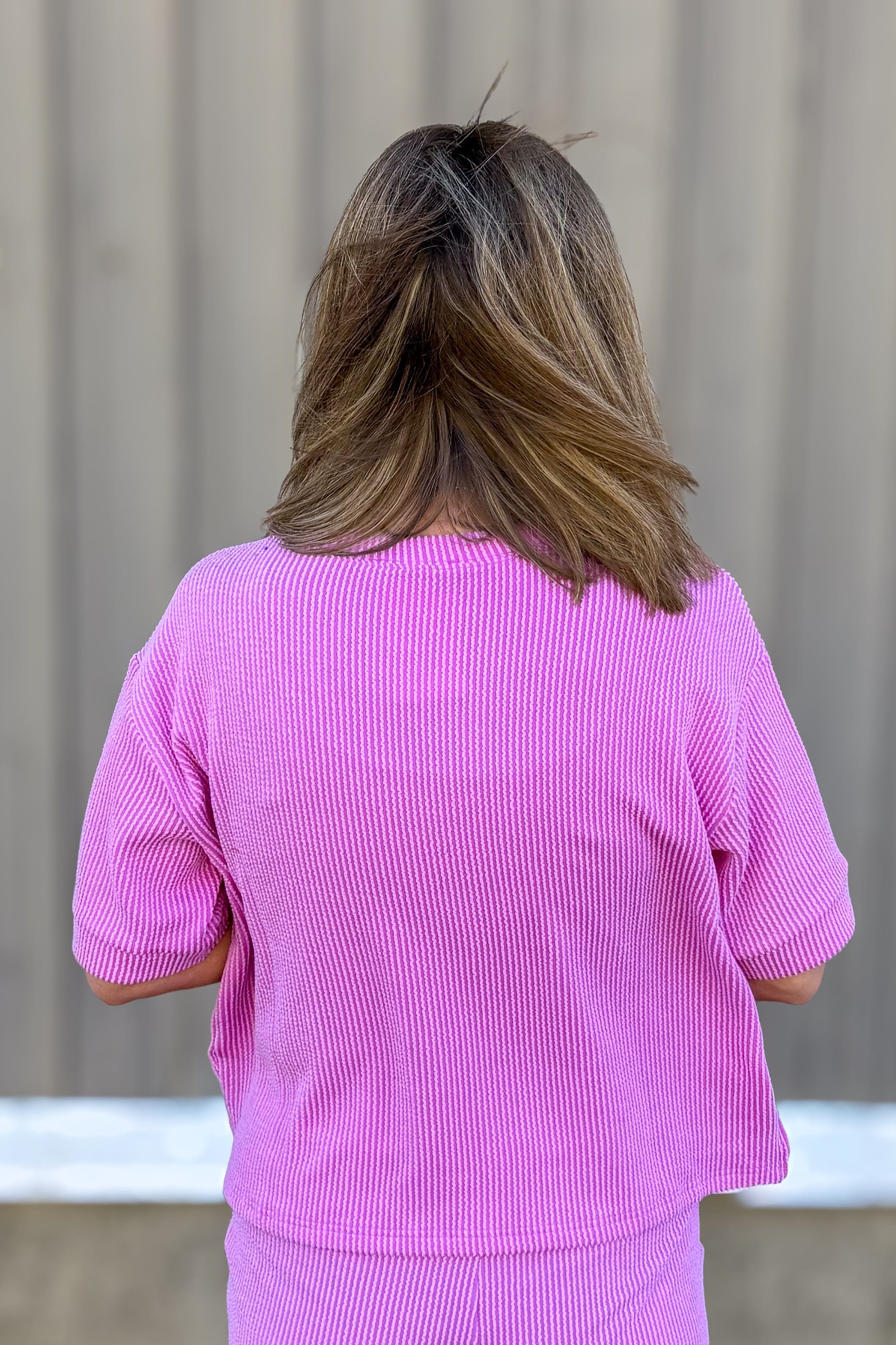 Spring Violet Corded Shorts Set Back