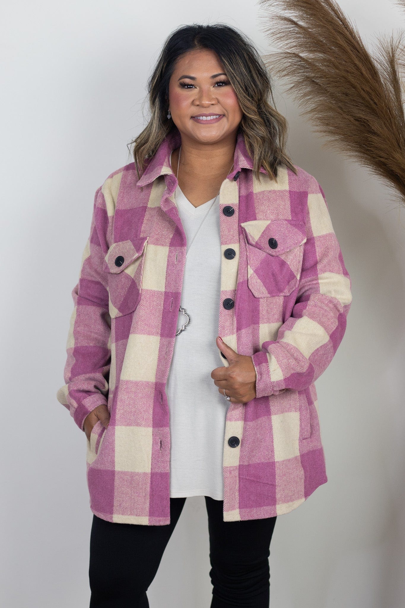 Milan Pink Plaid Shacket
