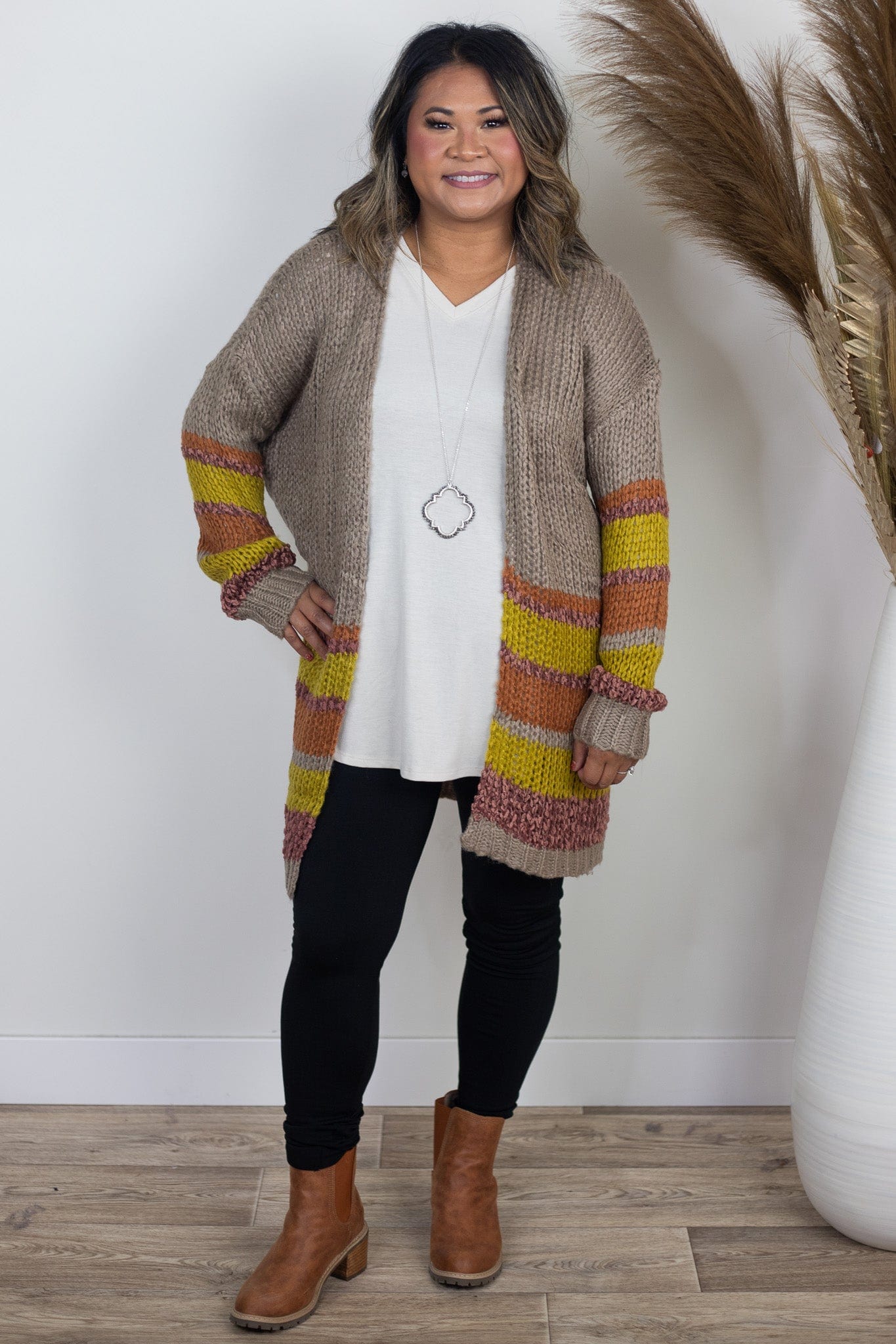 Mocha Mix Stripe Popcorn Sweater