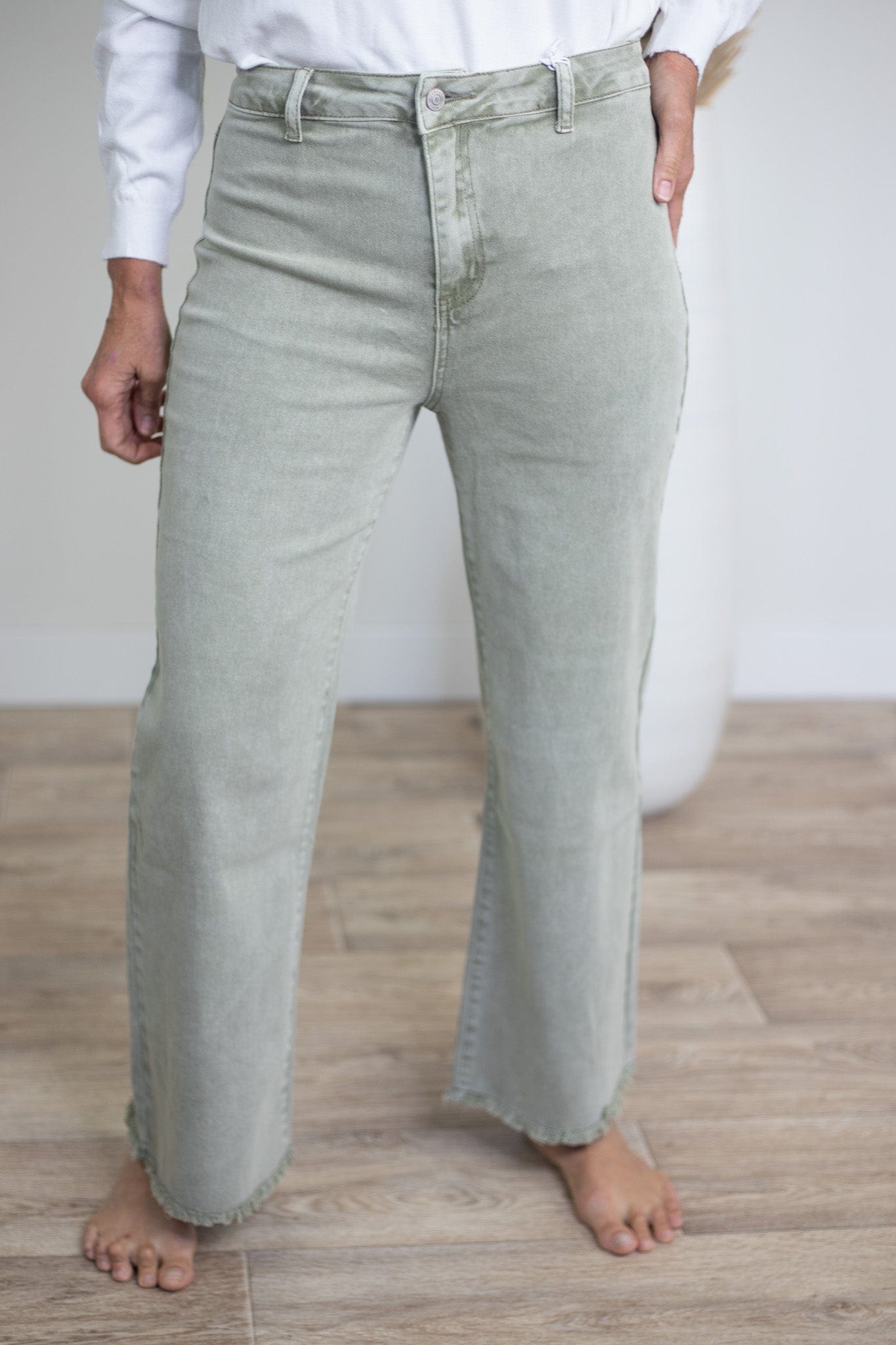 Olive Straight Crop Denim