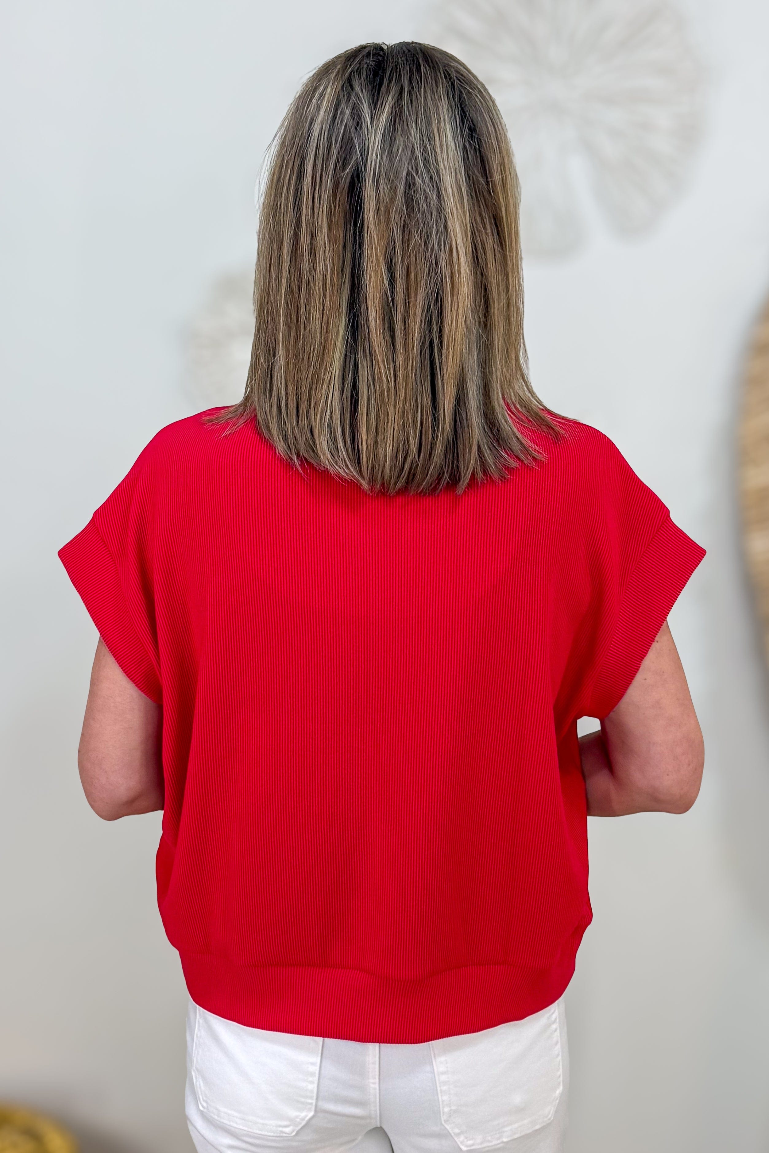 Ruby Rib High Neck Zip Top Back