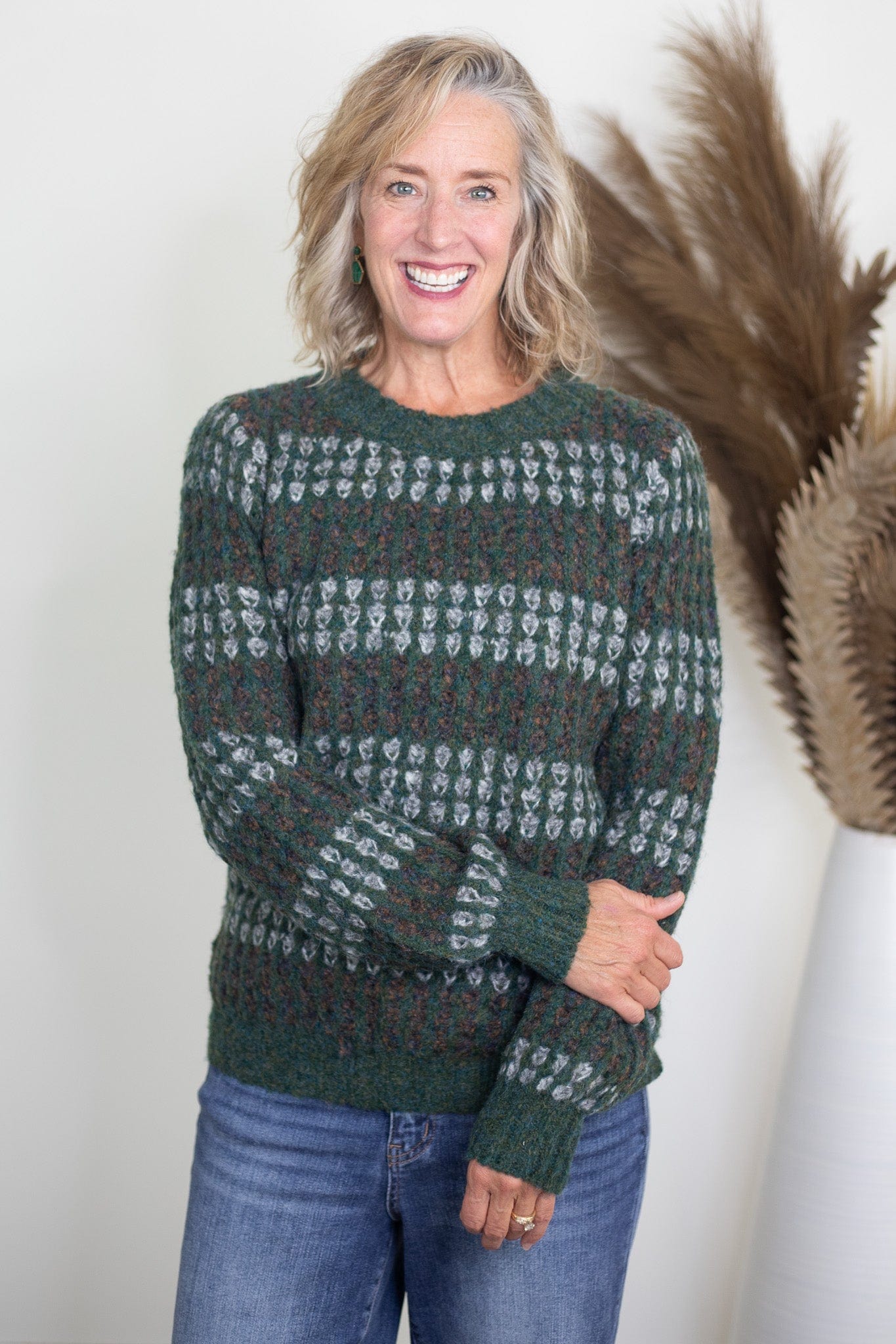 Green Mix Stripe Sweater