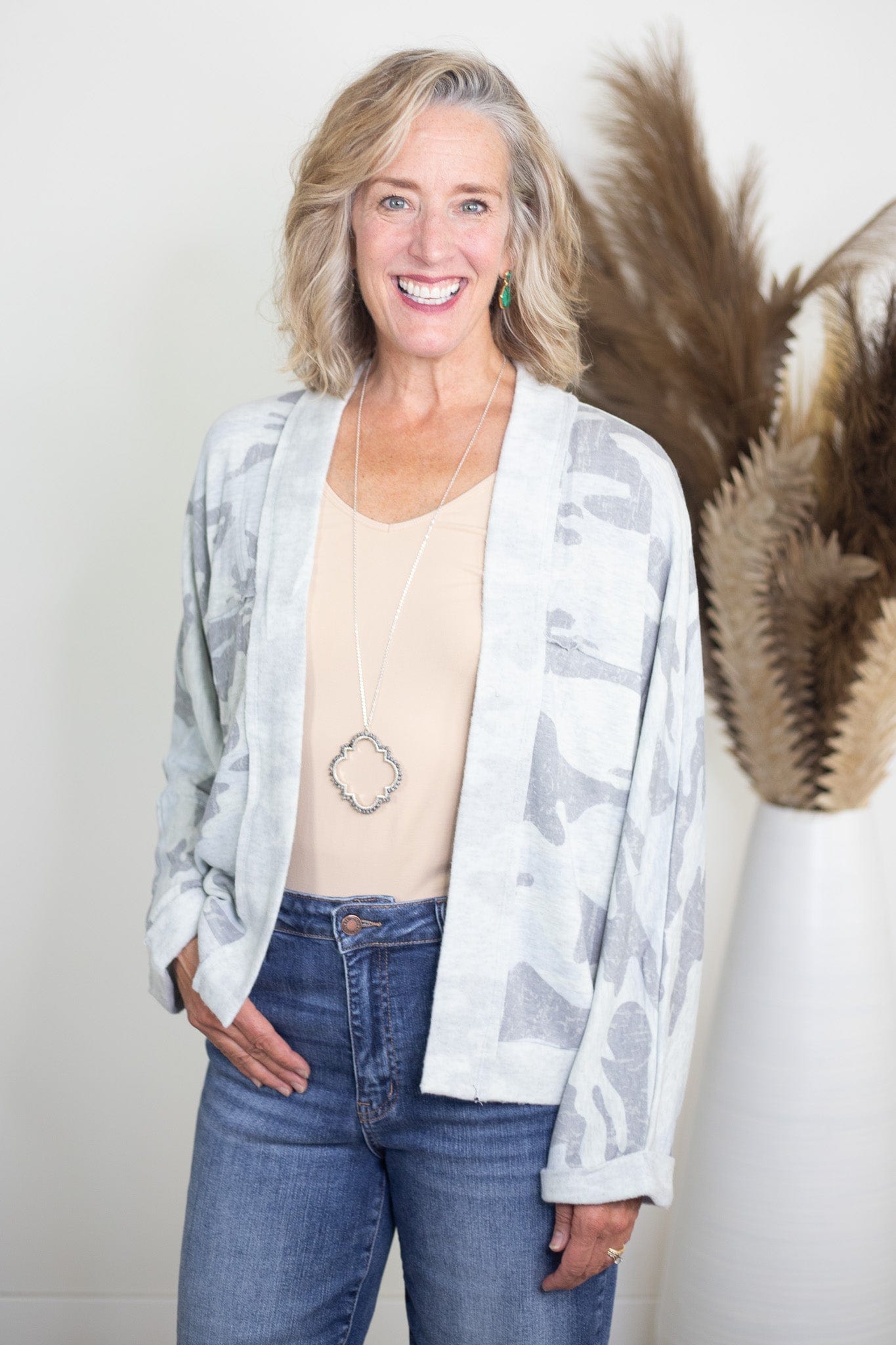 Heathered Grey Camo Cardigan