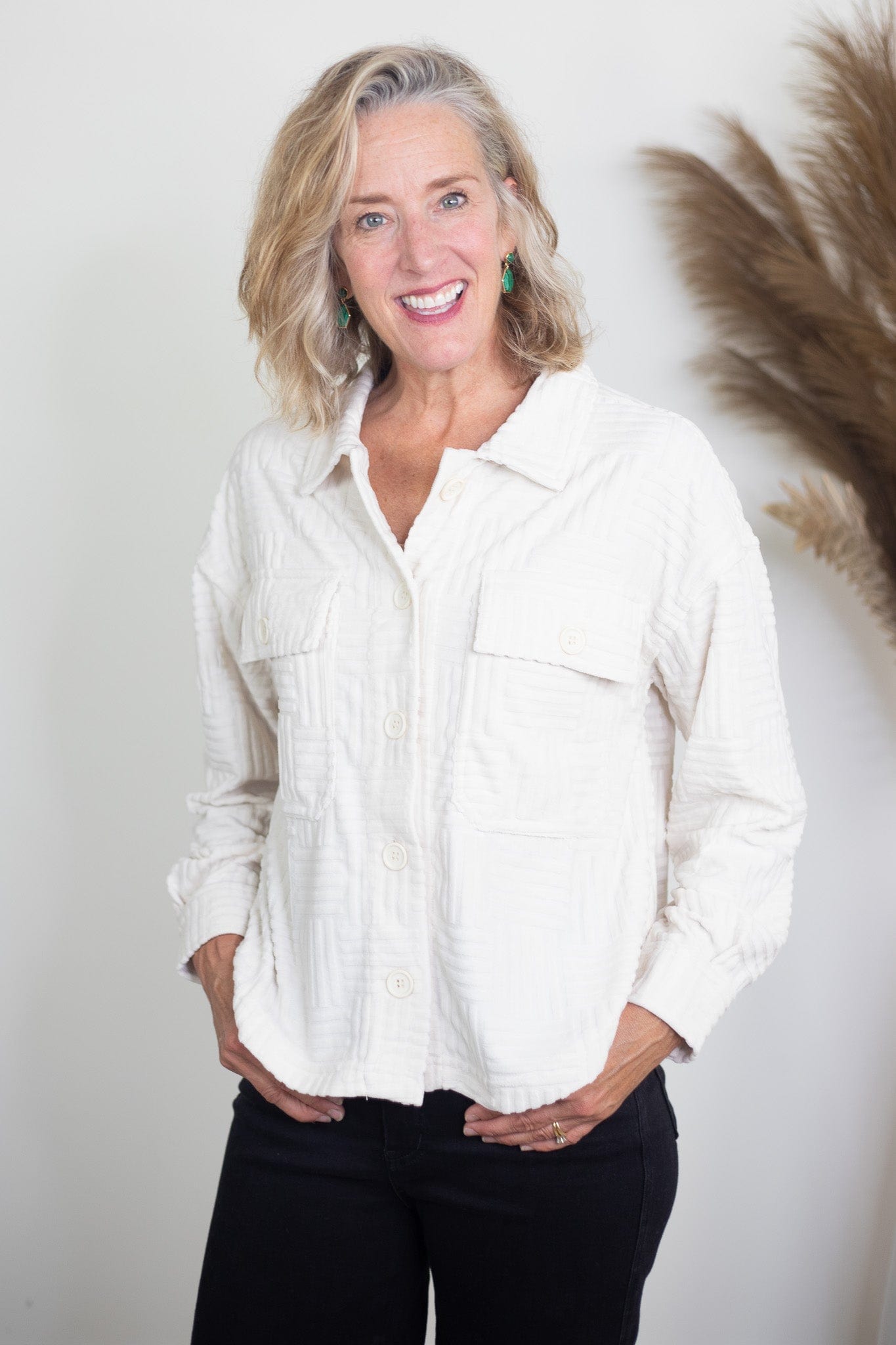 Comfy Ivory Lined Textured Jacket