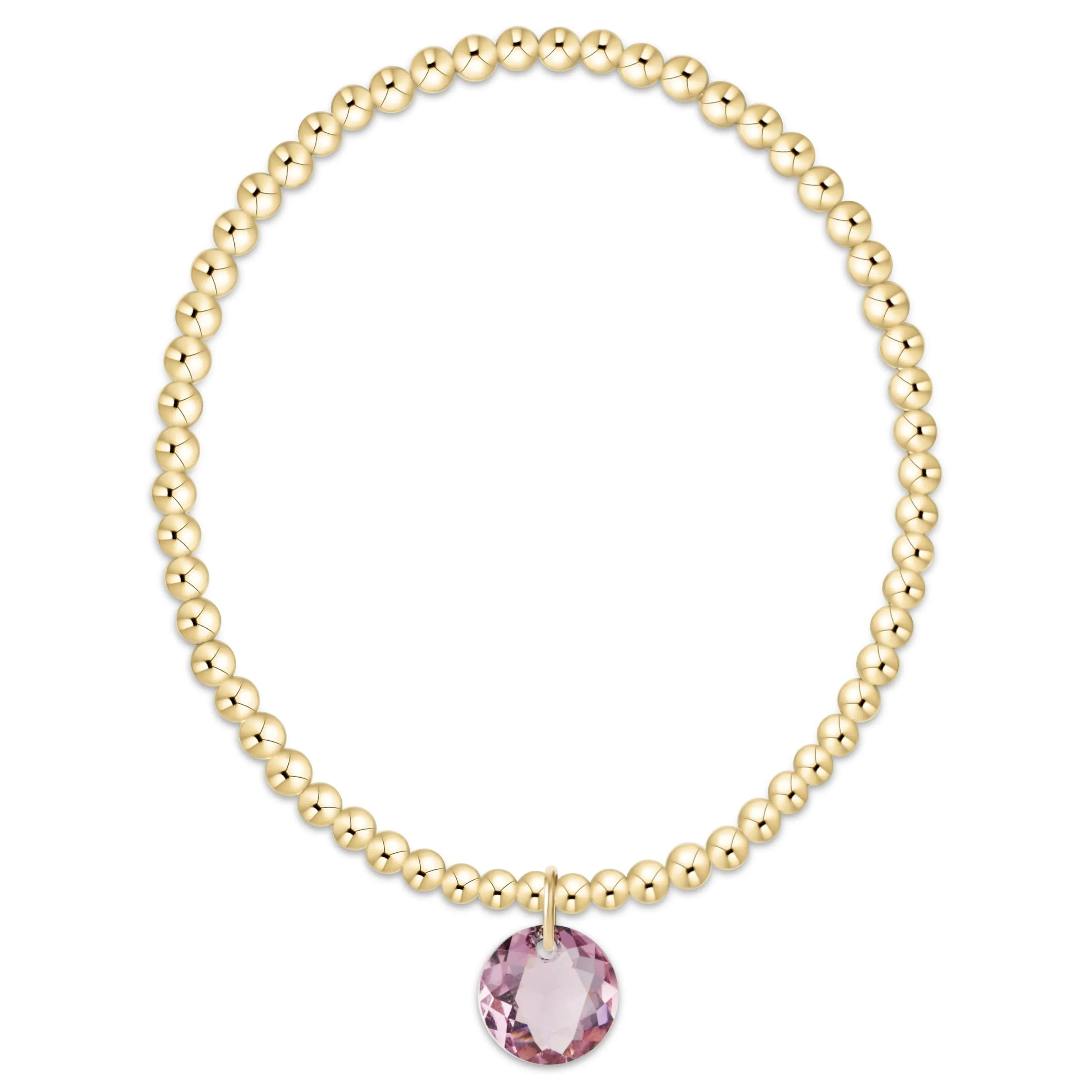 Classic Gold 3mm Bracelet - Reflection Charm - 02