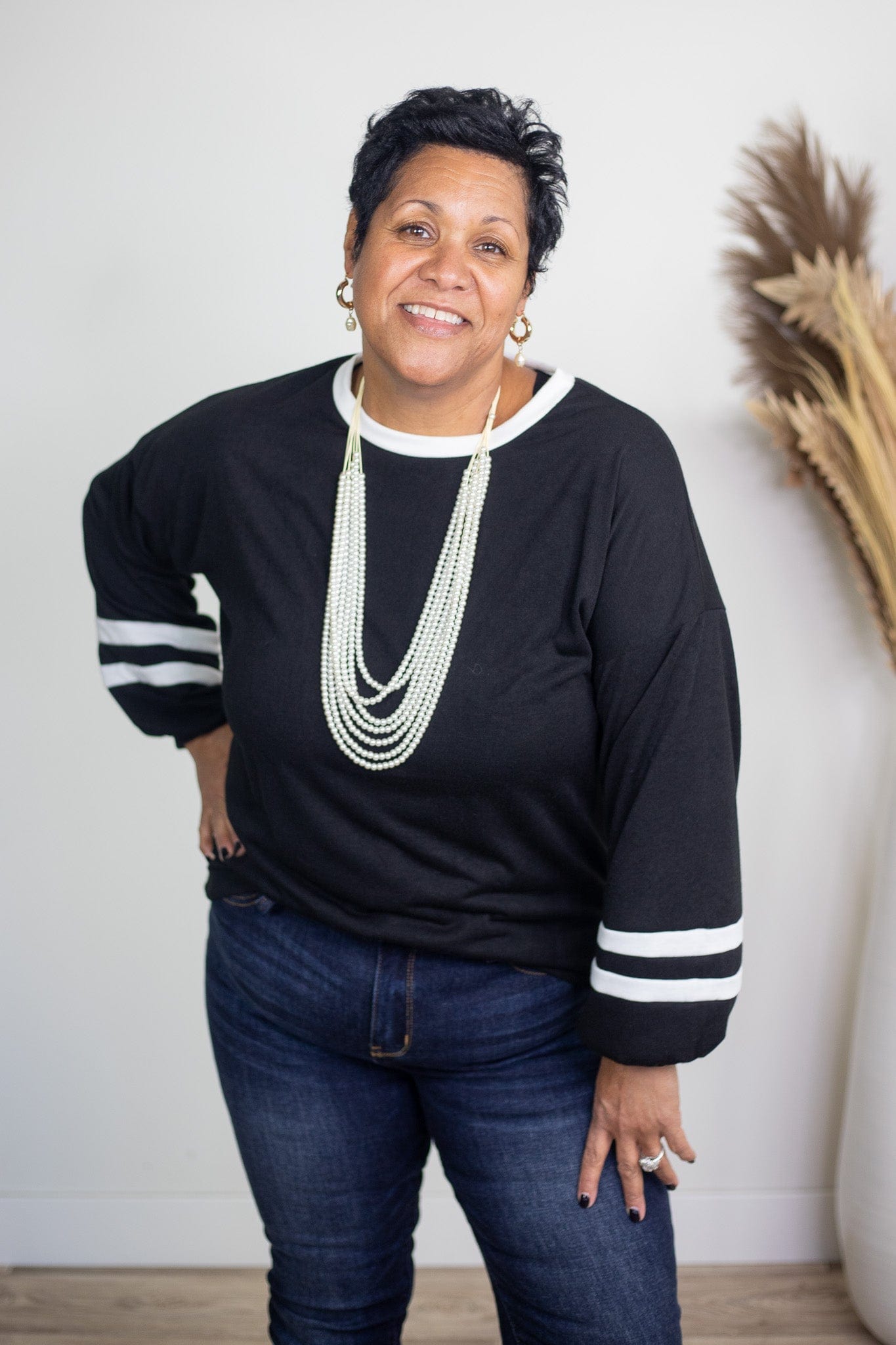 Black Sweatshirt with White Detail