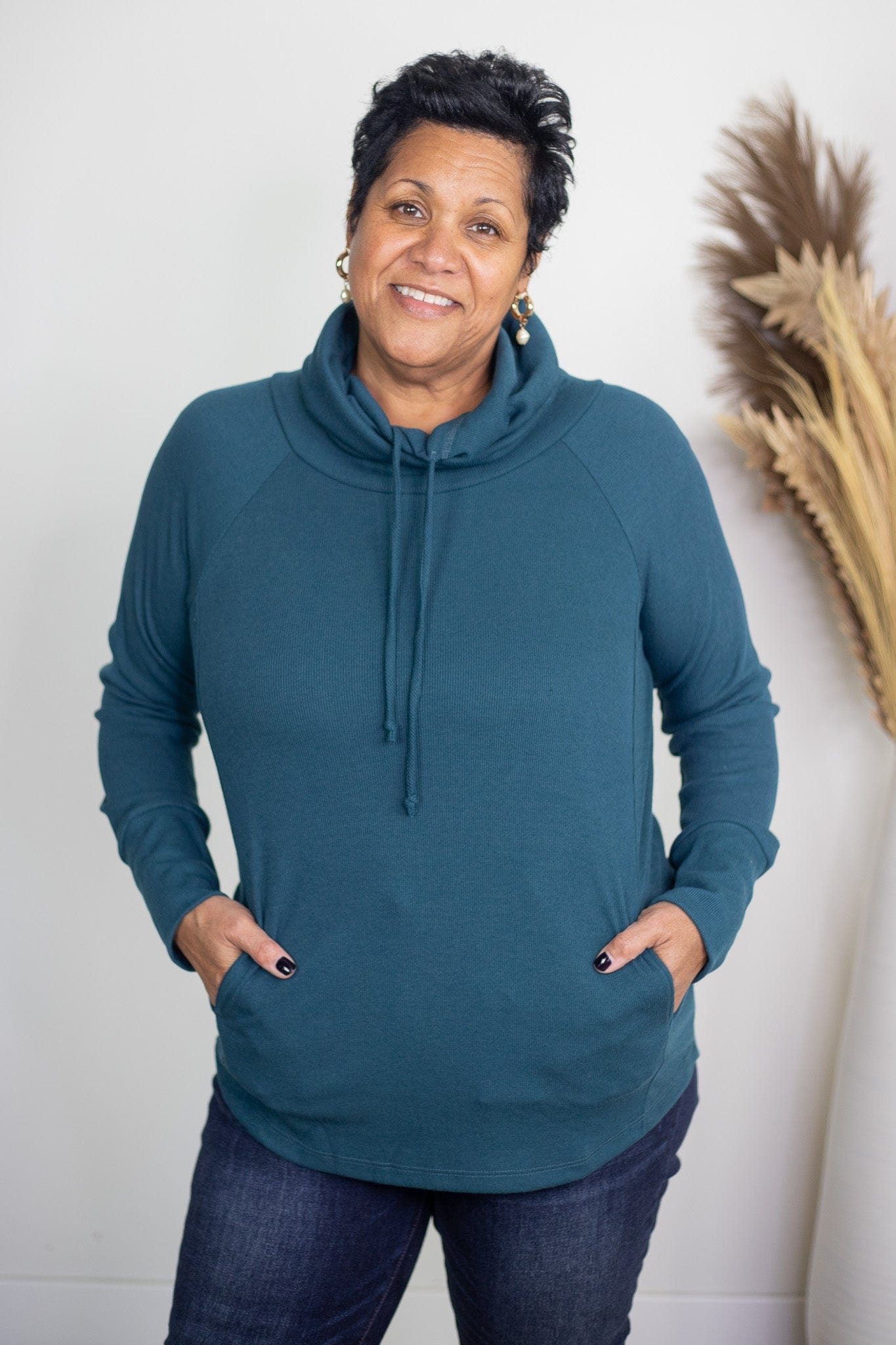 Dark Green Baby Ribbed Cowl Pullover