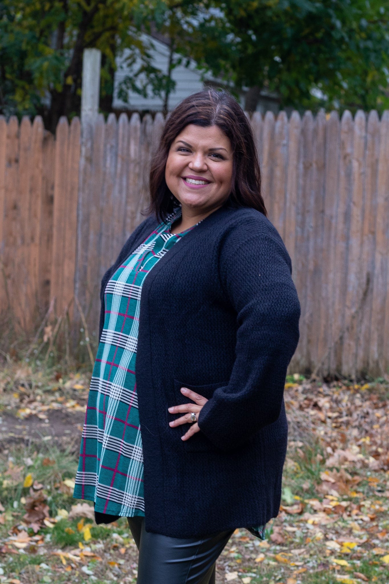 Black Knit Open Front Pocket Cardigan