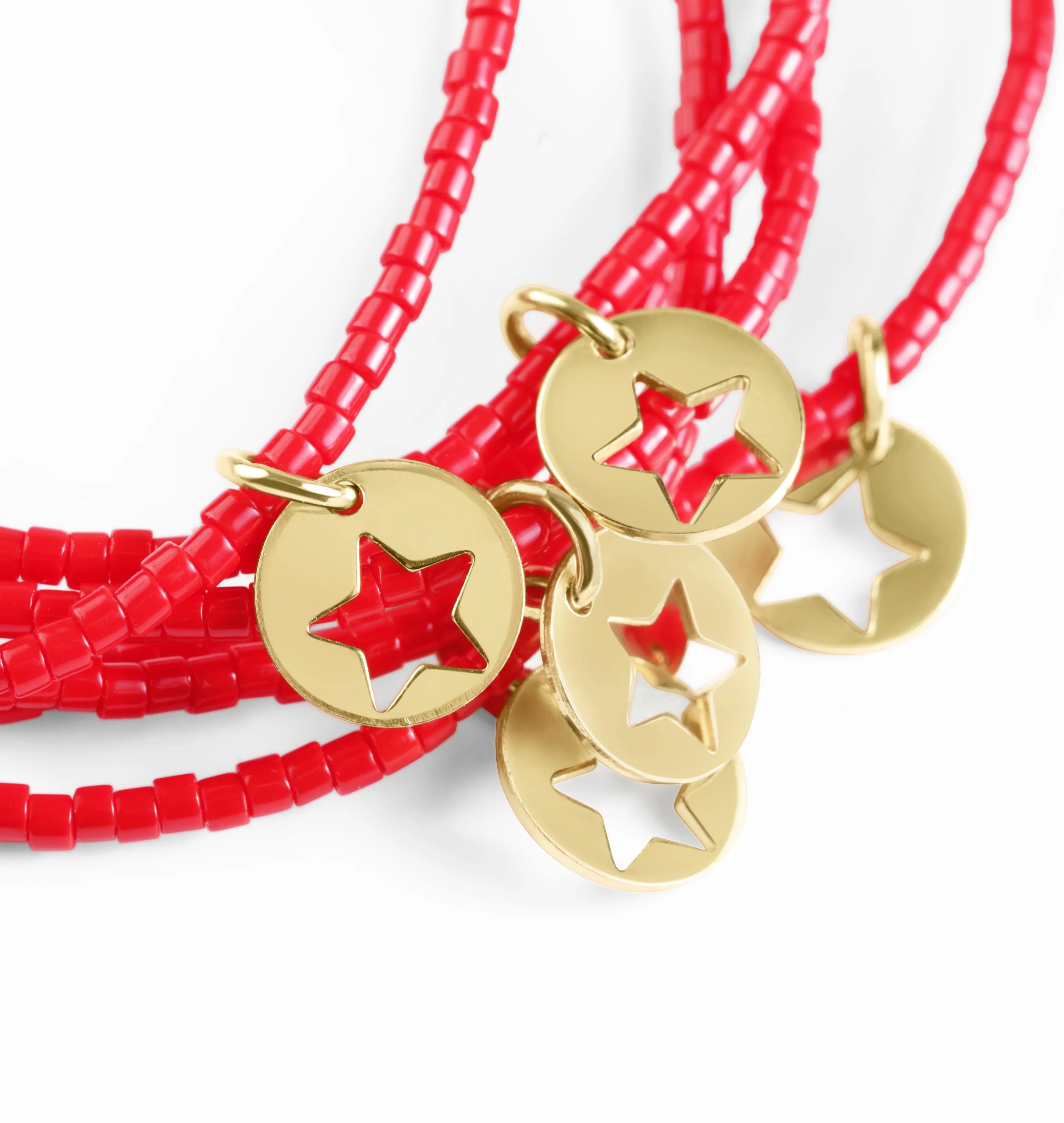 Extends Hope Classic Bracelet - Bright Red - Star Small Gold Disc