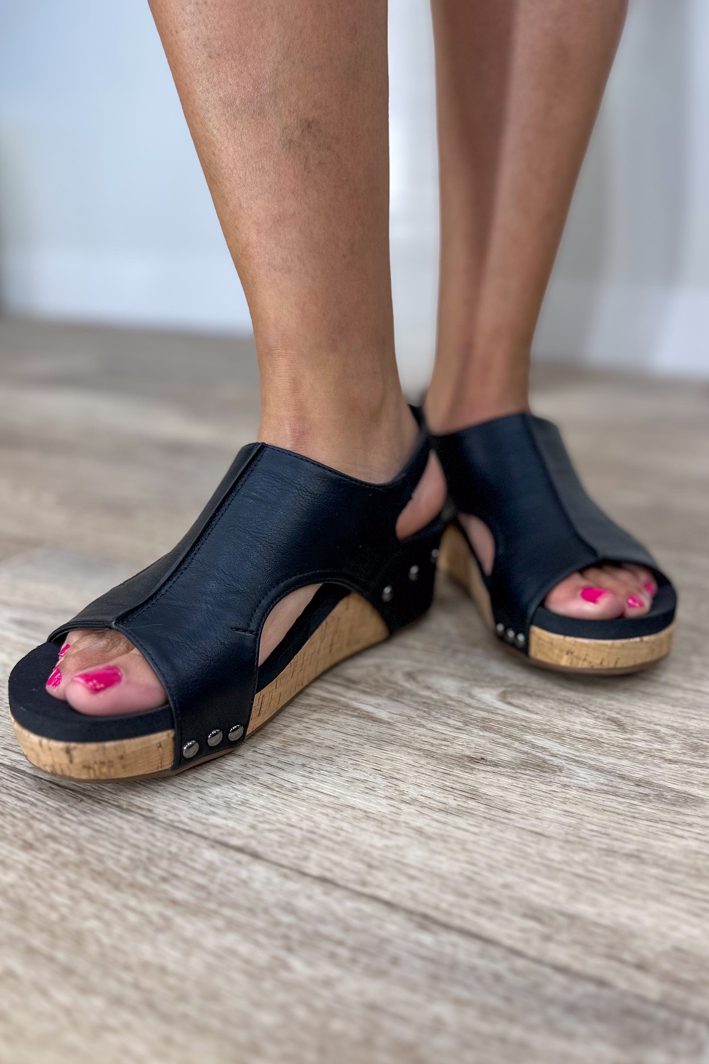 Volta II Black Wedged Sandal