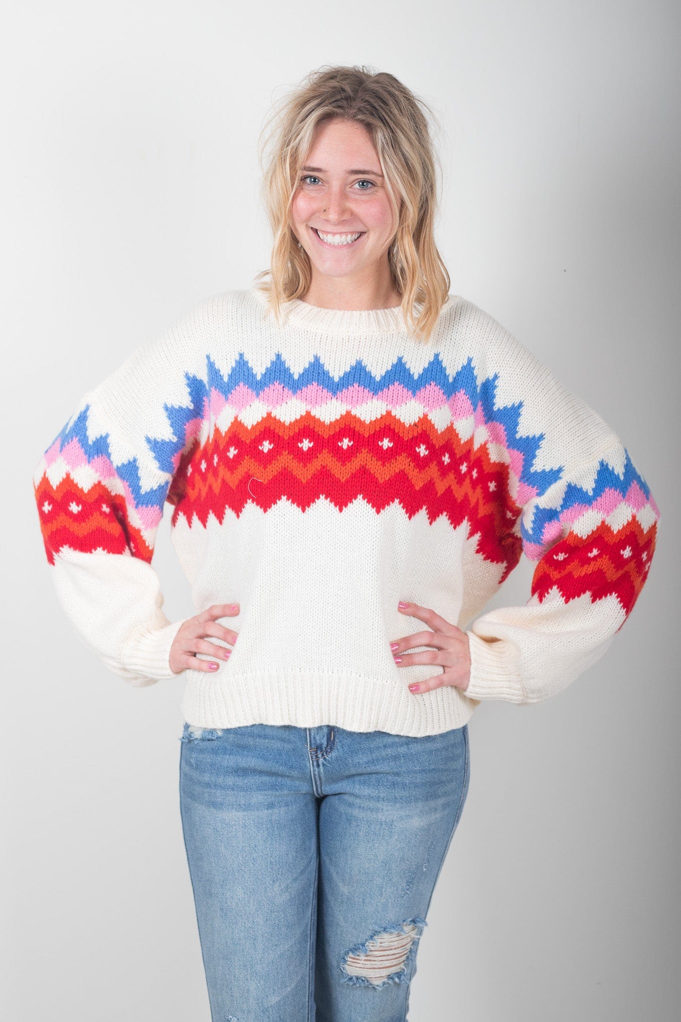 Ivory Colored Zig Zag Sweater