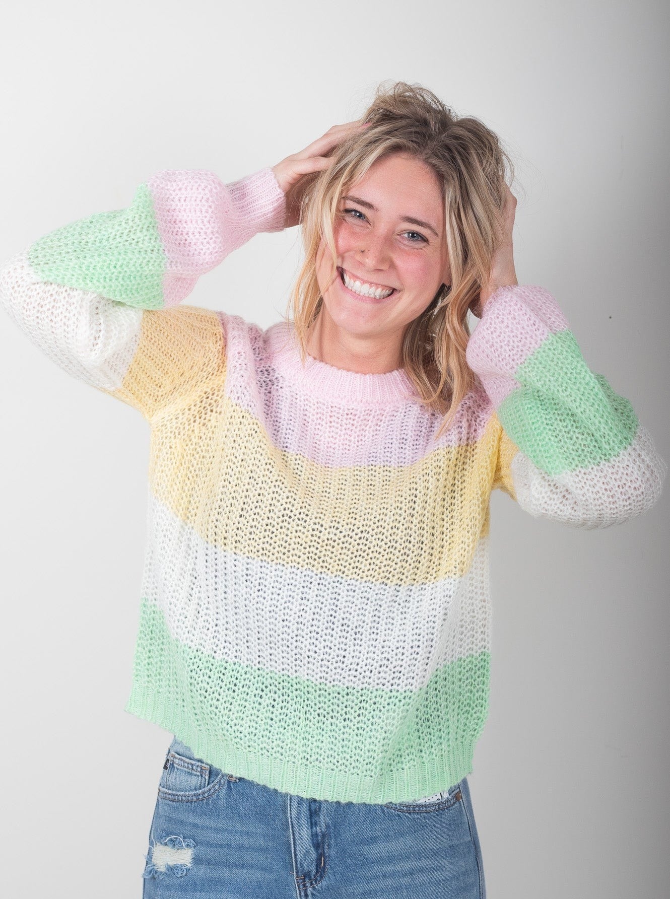 Blush Mint Stripe Sweater