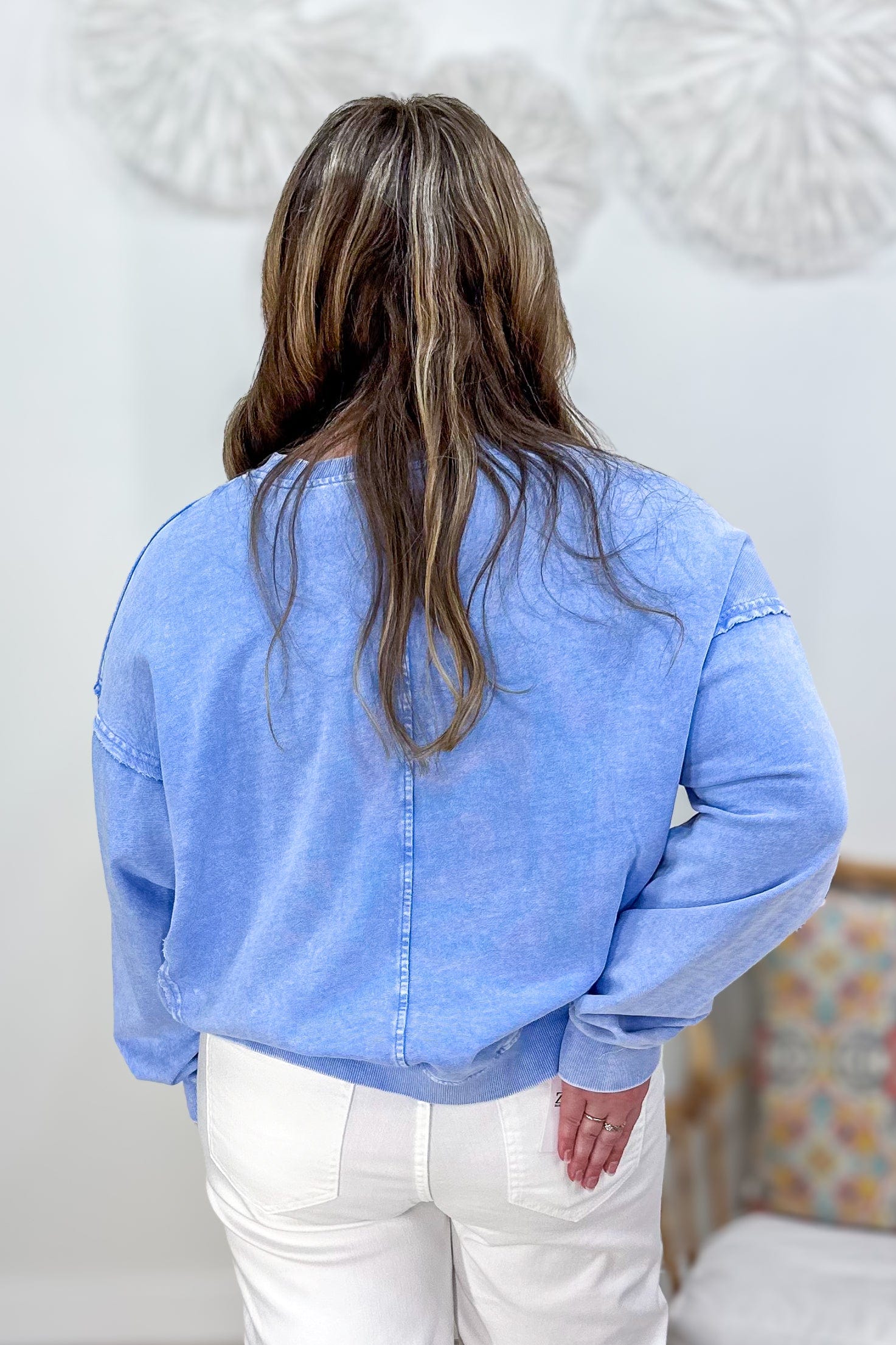 Peri Blue Flower Patch Detail Sweatshirt Back