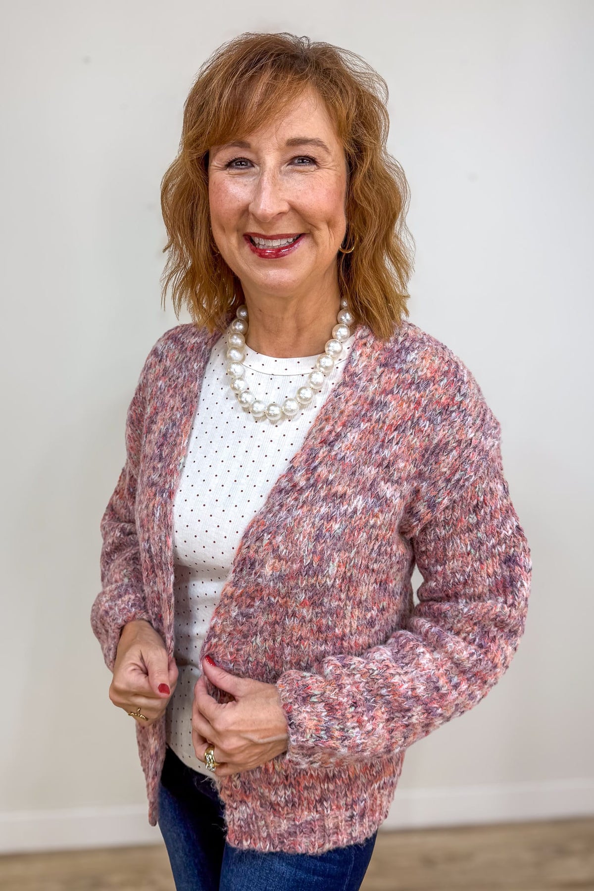 Pink Multi Texture Cardigan