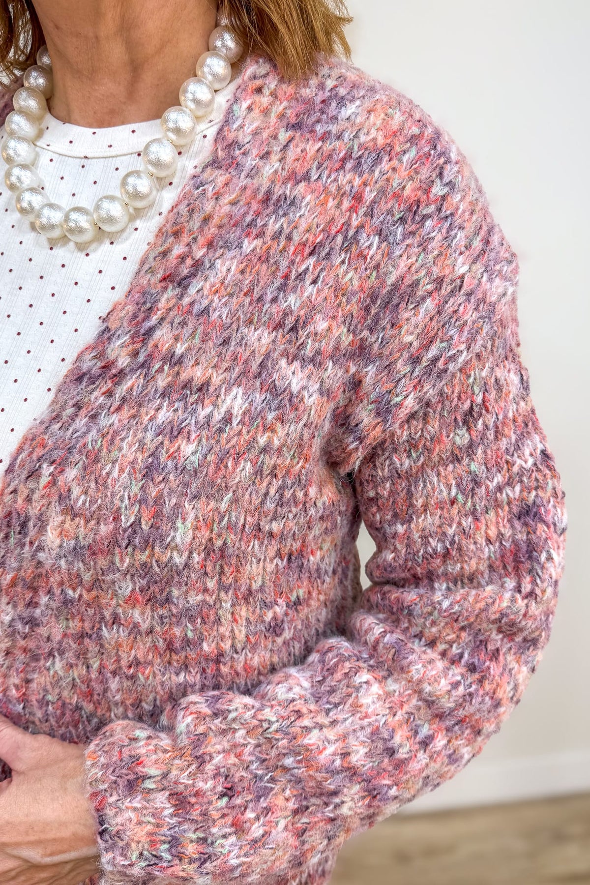Pink Multi Texture Cardigan Detail