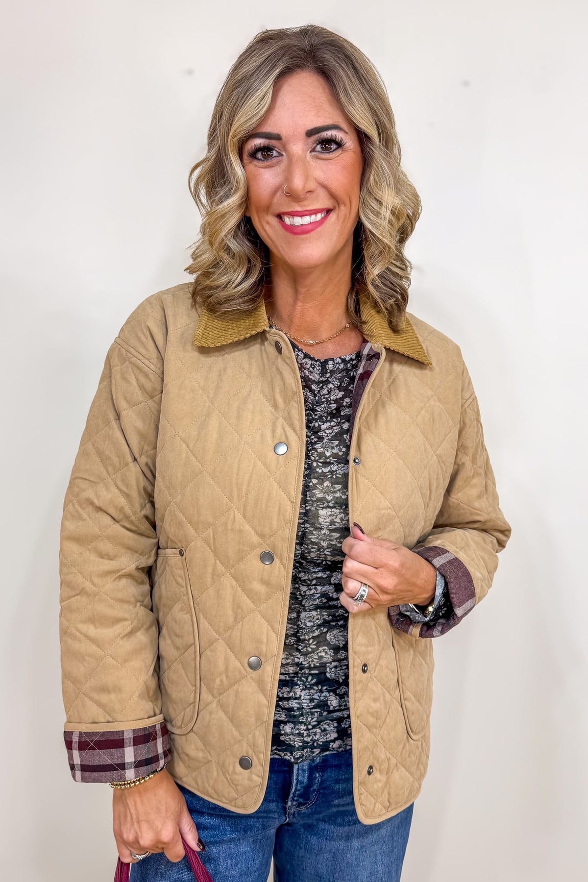 Latte Contrast Quilted Jacket
