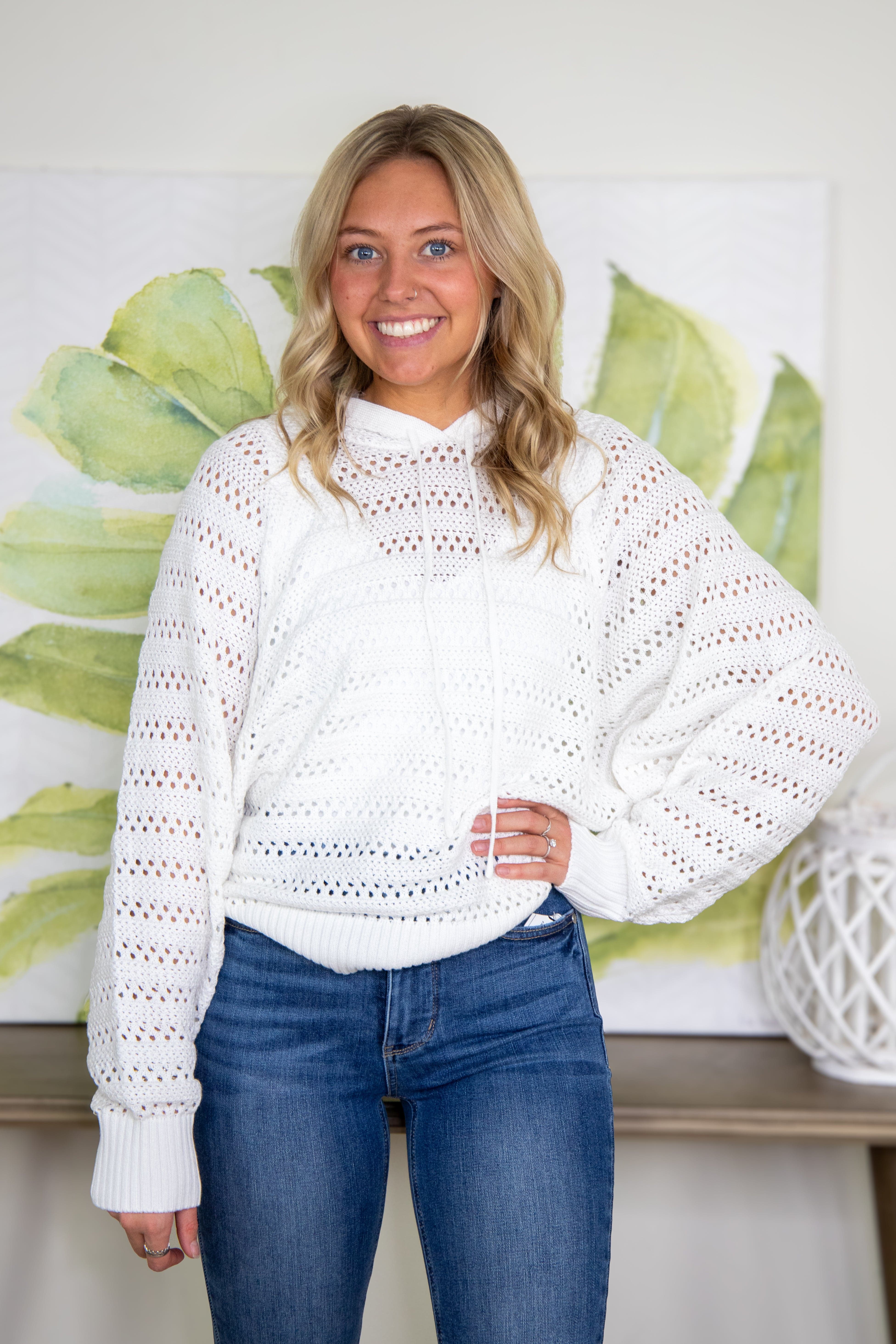 Ivory Crochet Hoodie