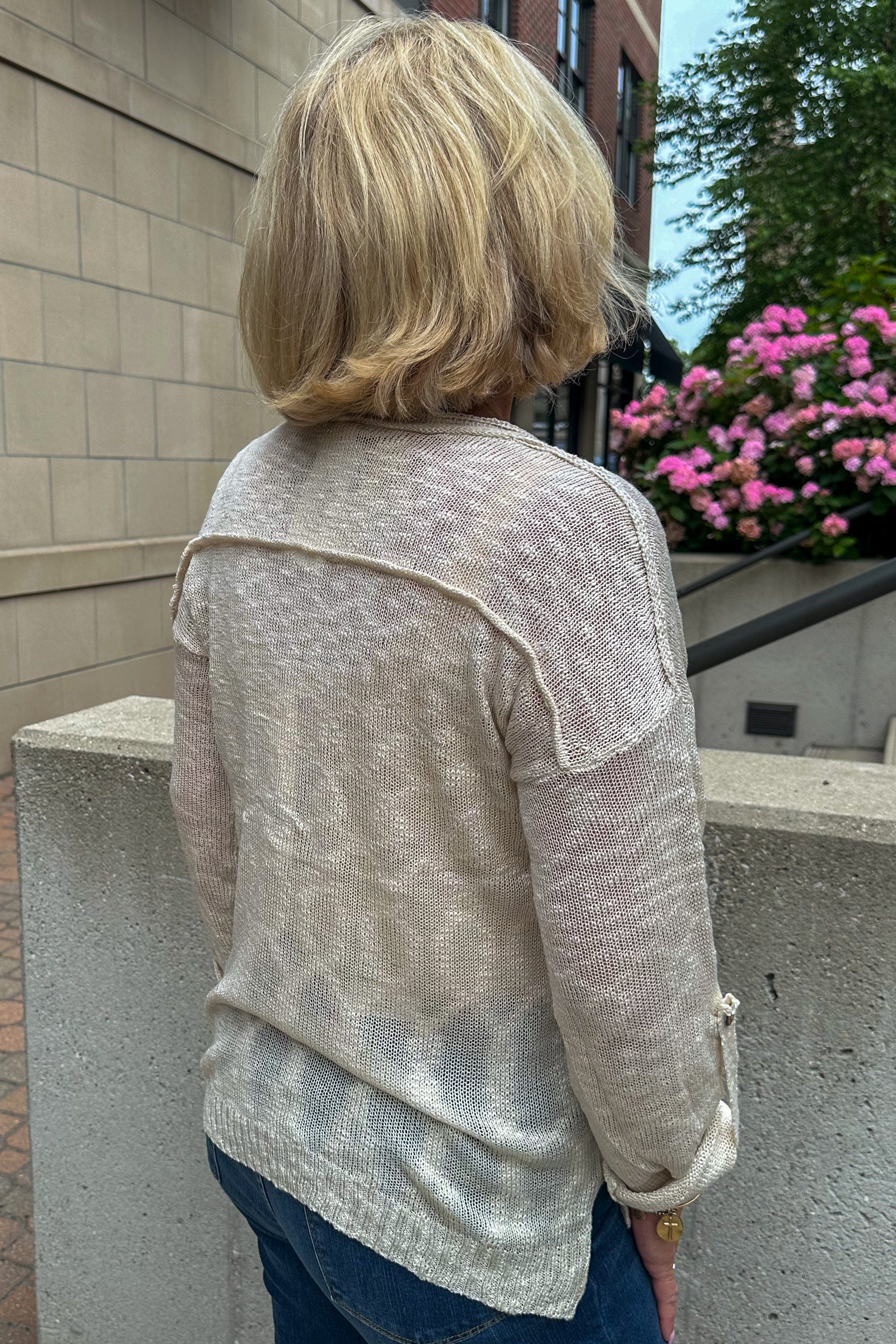 Taupe Texture Henley Sweater