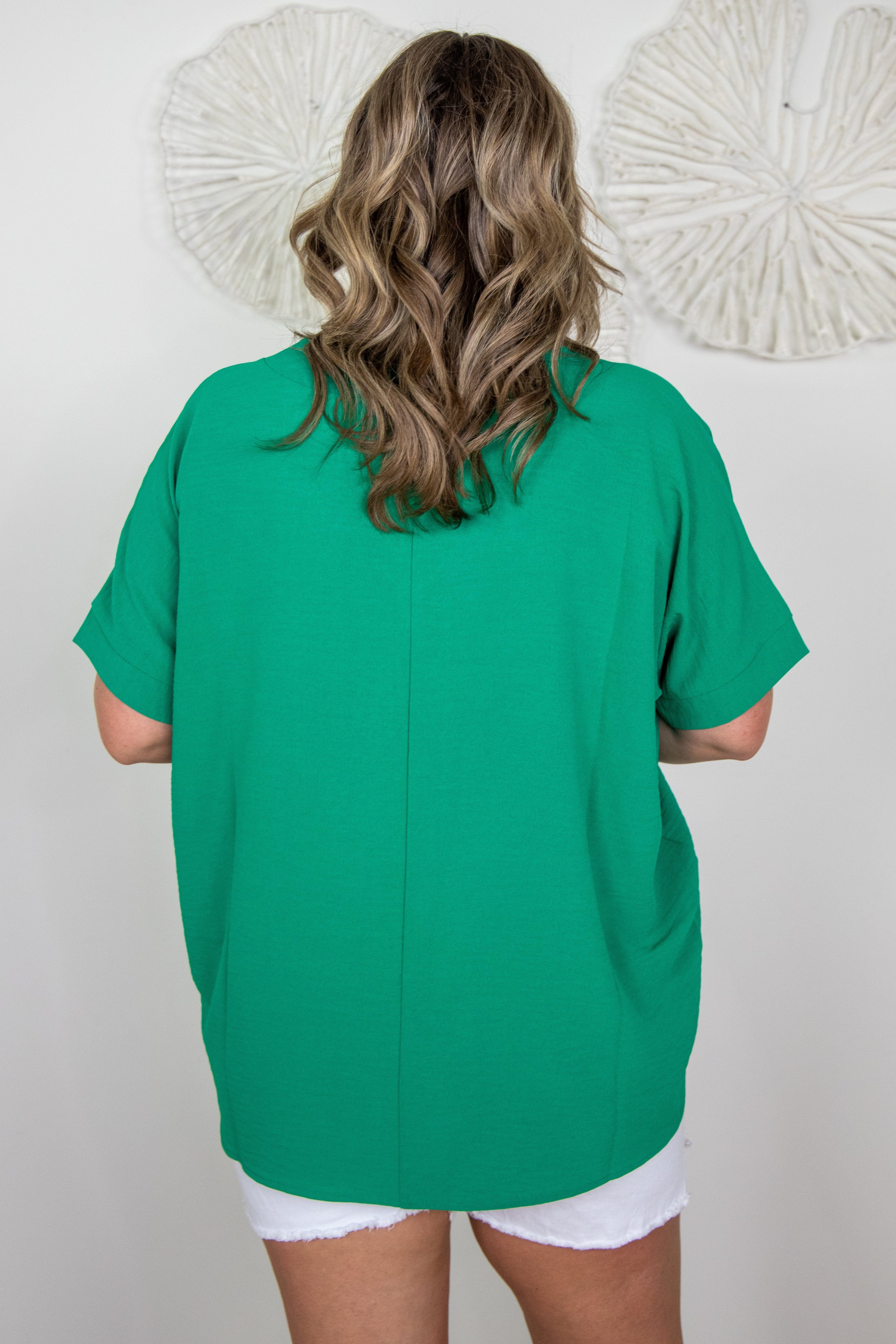 Kelly Green Breezy Blouse, back