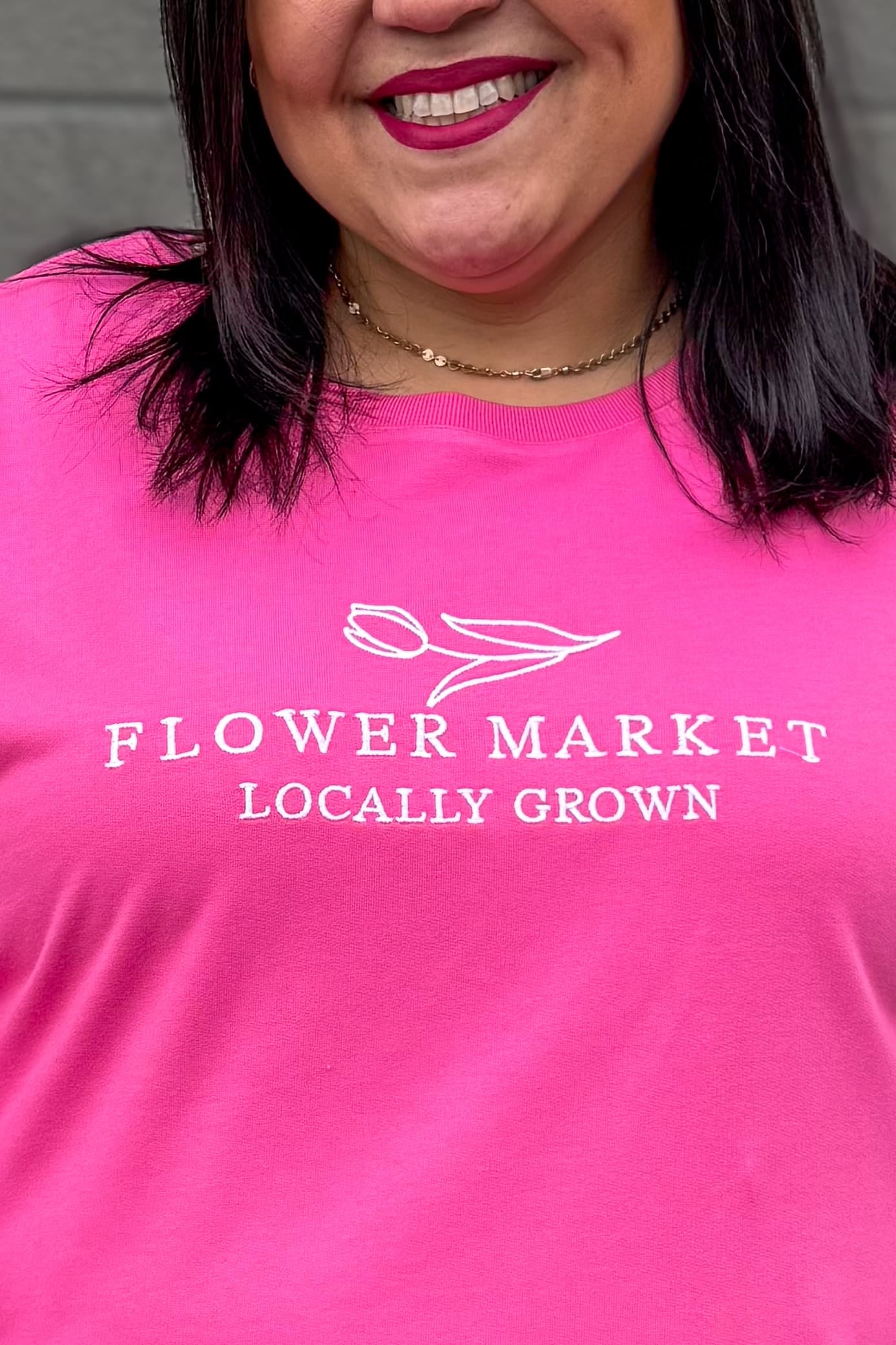 Pink Tulip Market Pullover Deailed