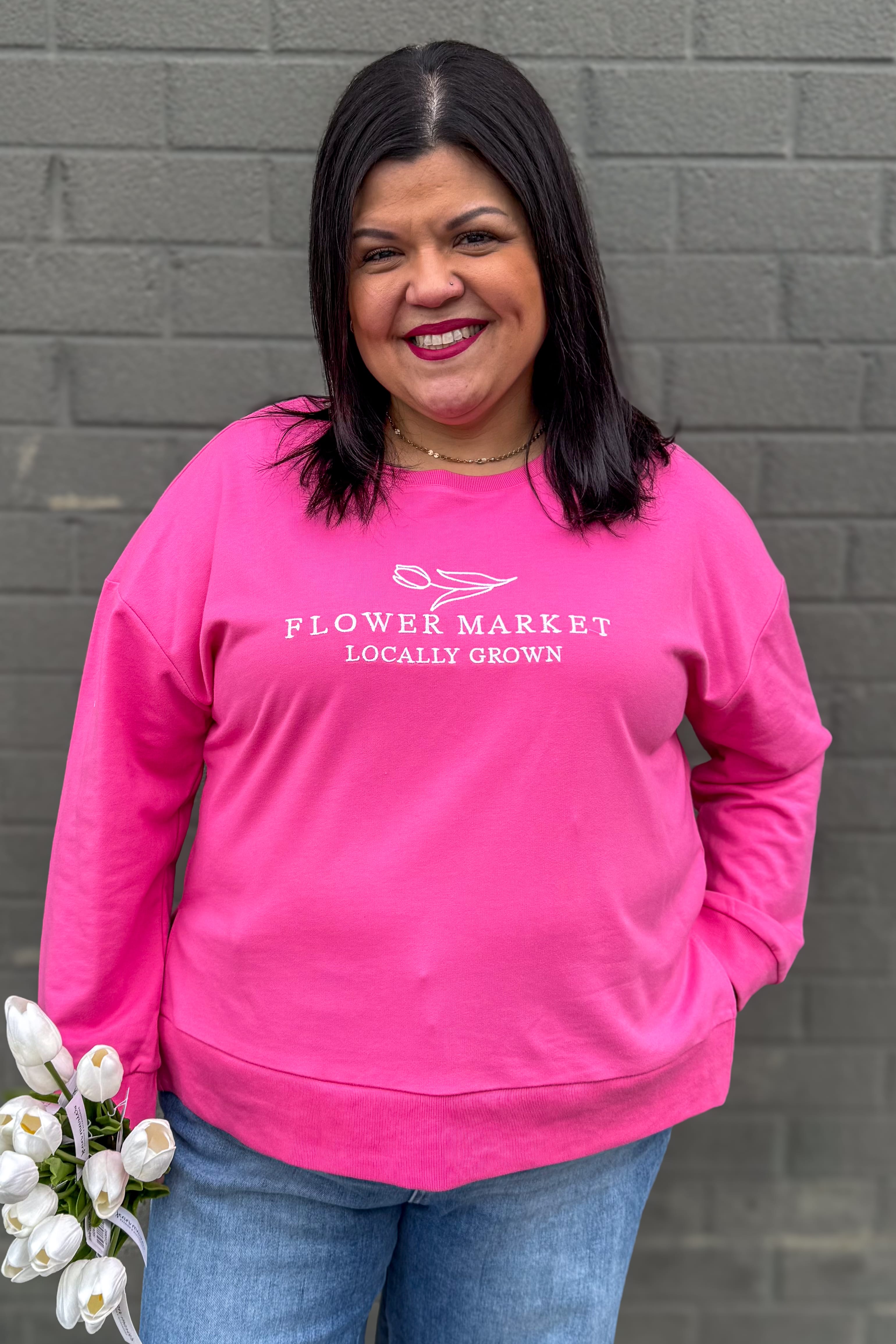 Pink Tulip Market Pullover