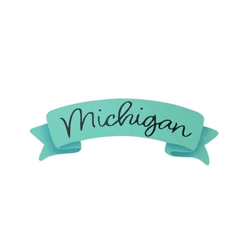 "Michigan" Banner Magnet Blue